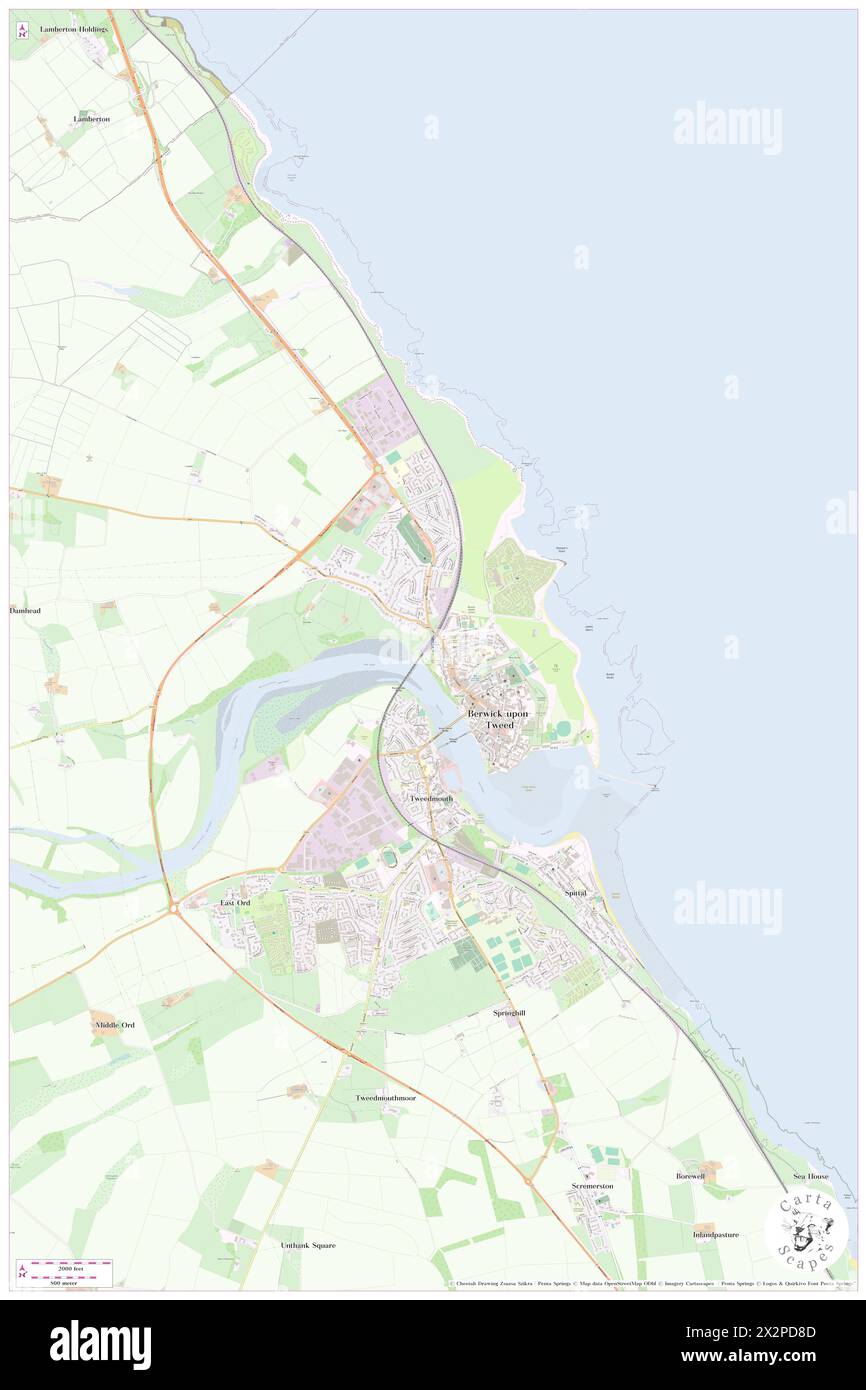 Bushaltestelle Berwick-upon-Tweed Station, Northumberland, GB, Großbritannien, England, n 55 46' 25'', S 2 0' 37'', Karte, Cartascapes Map, veröffentlicht 2024. Erkunden Sie Cartascapes, eine Karte, die die vielfältigen Landschaften, Kulturen und Ökosysteme der Erde enthüllt. Reisen Sie durch Zeit und Raum und entdecken Sie die Verflechtungen der Vergangenheit, Gegenwart und Zukunft unseres Planeten. Stockfoto