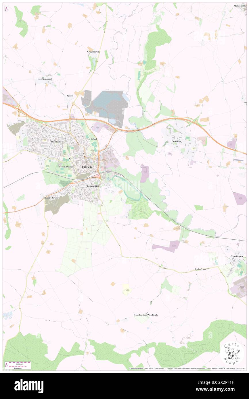 Uttoxeter Racecourse, Staffordshire, GB, Vereinigtes Königreich, England, n 52 53' 35'', S 1 50' 58'', Karte, Cartascapes Map, veröffentlicht 2024. Erkunden Sie Cartascapes, eine Karte, die die vielfältigen Landschaften, Kulturen und Ökosysteme der Erde enthüllt. Reisen Sie durch Zeit und Raum und entdecken Sie die Verflechtungen der Vergangenheit, Gegenwart und Zukunft unseres Planeten. Stockfoto