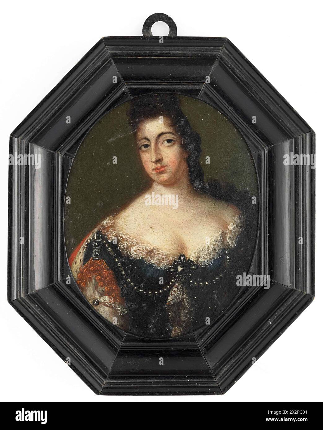 Porträt von Maria, Prinzessin von Orange, Gemahlin von Wilhelm III., anonym, ca. 1695 Blech (Metall), H 9,1 cm x B 7,3 c Stockfoto