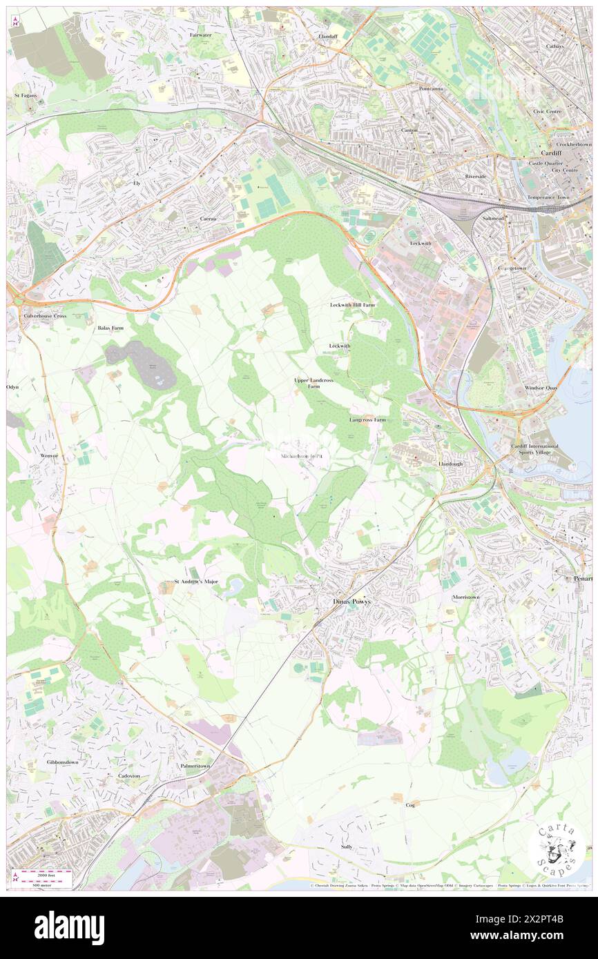 Michaelston-le-Pit, Vale of Glamorgan, GB, Vereinigtes Königreich, Wales, n 51 26' 59'', S 3 13' 21'', Karte, Cartascapes Map, veröffentlicht 2024. Erkunden Sie Cartascapes, eine Karte, die die vielfältigen Landschaften, Kulturen und Ökosysteme der Erde enthüllt. Reisen Sie durch Zeit und Raum und entdecken Sie die Verflechtungen der Vergangenheit, Gegenwart und Zukunft unseres Planeten. Stockfoto