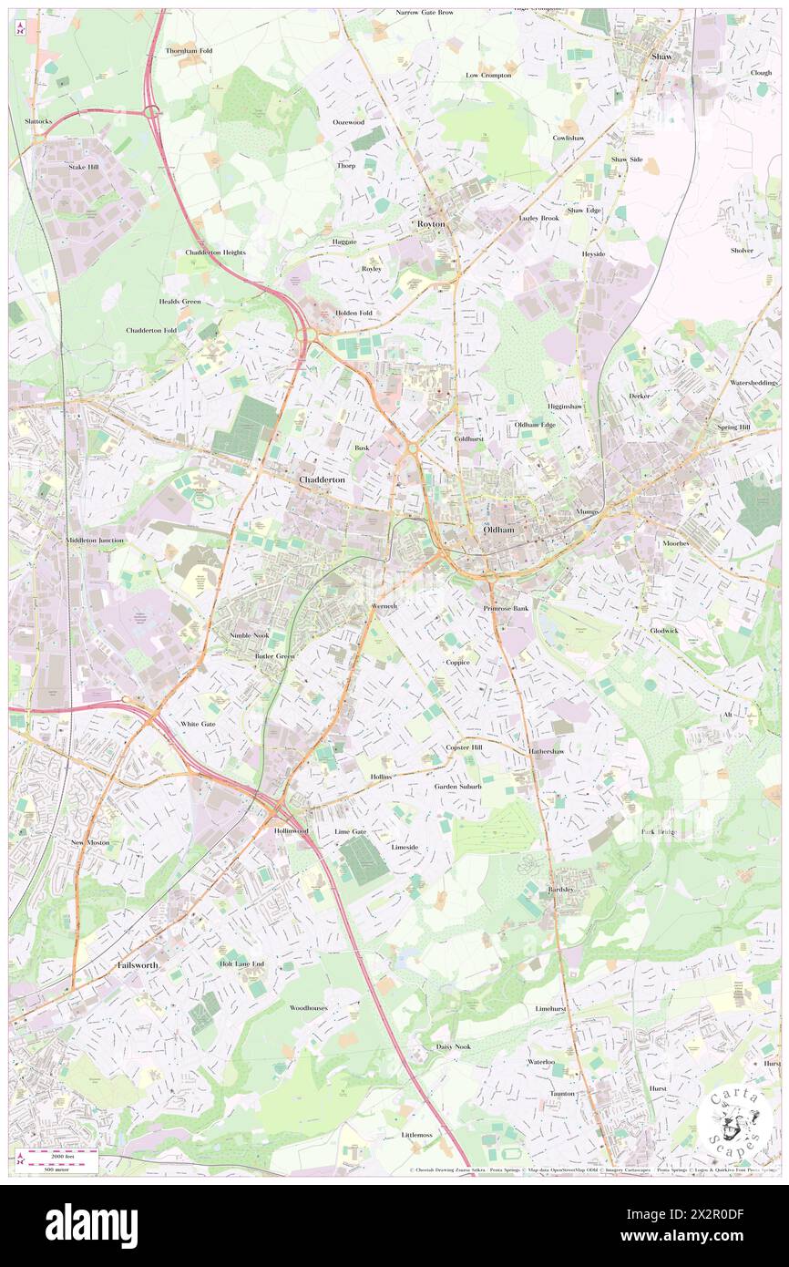 Travelodge Oldham Manchester Street Hotel, Borough of Oldham, GB, Vereinigtes Königreich, England, n 53 32' 12'', S 2 7' 42'', Karte, Cartascapes Map, veröffentlicht 2024. Erkunden Sie Cartascapes, eine Karte, die die vielfältigen Landschaften, Kulturen und Ökosysteme der Erde enthüllt. Reisen Sie durch Zeit und Raum und entdecken Sie die Verflechtungen der Vergangenheit, Gegenwart und Zukunft unseres Planeten. Stockfoto