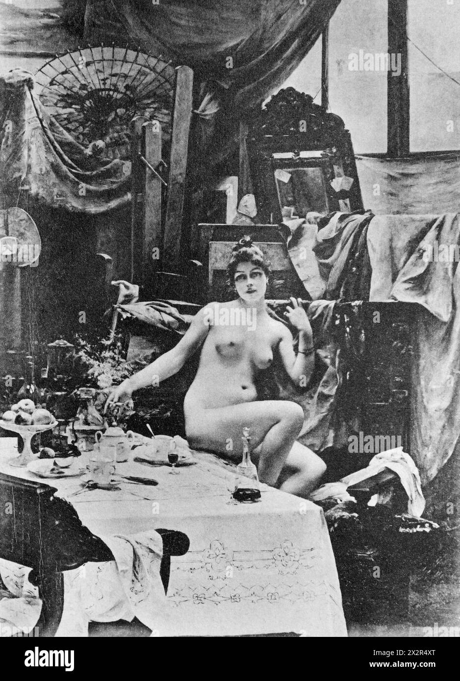 Vintage-Fototyp von Adolphe Braun der Malerei von Etienne Adolphe Piot (1850-1910) im Atelier des Malers Stockfoto