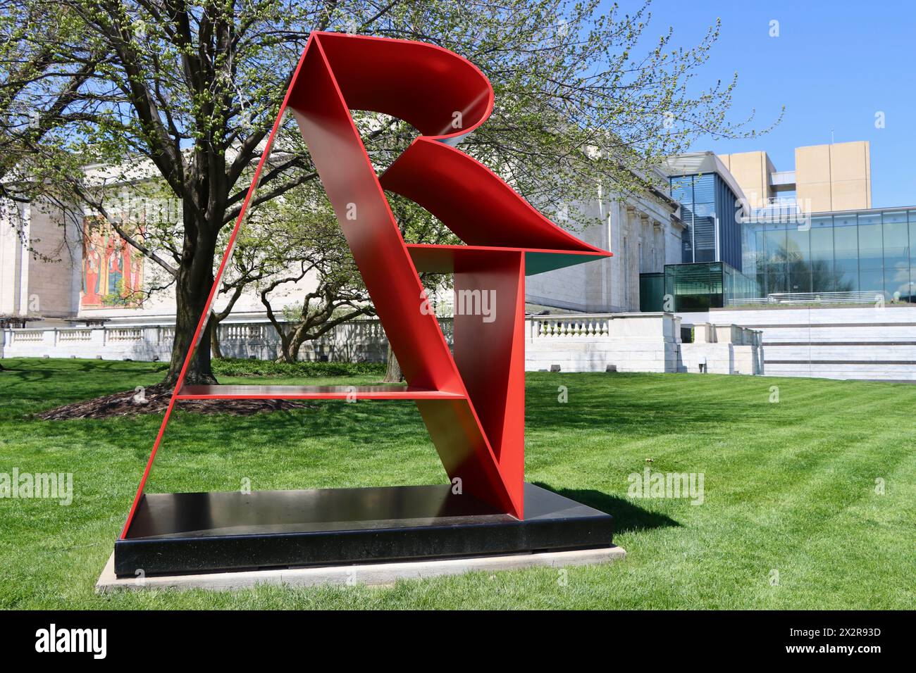 Robert Indiana's polychrome Aluminium-Kunstskulptur vor dem Cleveland Museum of Art Stockfoto