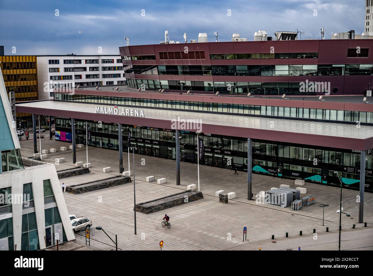 MALMÖ 2024-04-23der Haupteingang der Malmö Arena in Hyllie am 23. April 2024. Der Eurovision Song Contest (ESC) findet vom 4. Mai in der Malmö Arena statt Stockfoto
