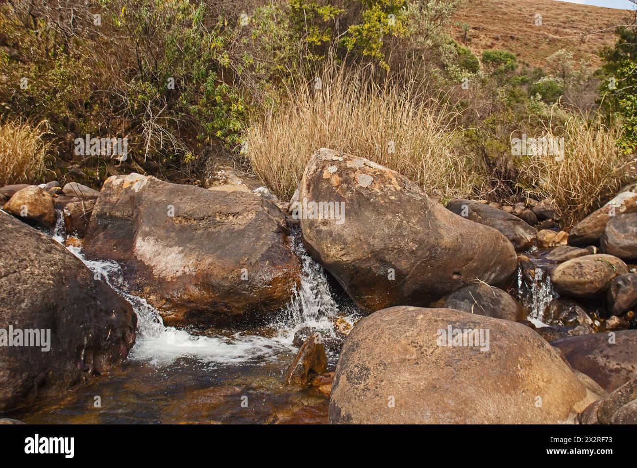 Drakensberg Mountain Stream 15660 Stockfoto