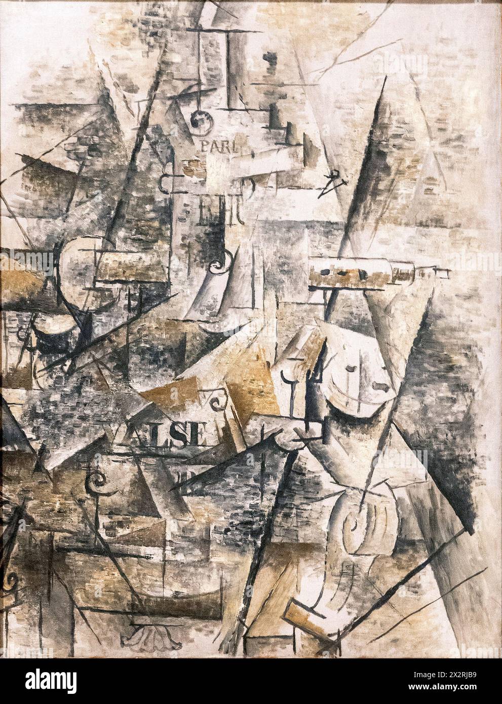 Georges Braque malte Klarinette und Flasche Rum auf einem Kaminsims 1911 Stockfoto