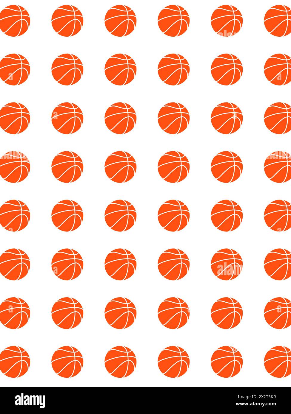 Muster orangener Basketbälle vor weißem Hintergrund Stockfoto