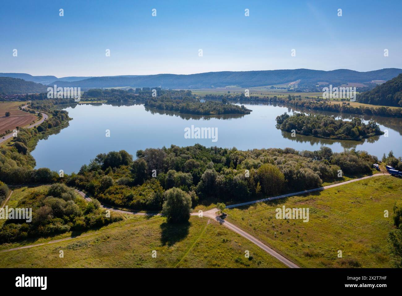 Deutschland, Hessen, Eschwege, Luftaufnahme Werratalsee im Sommer Stockfoto