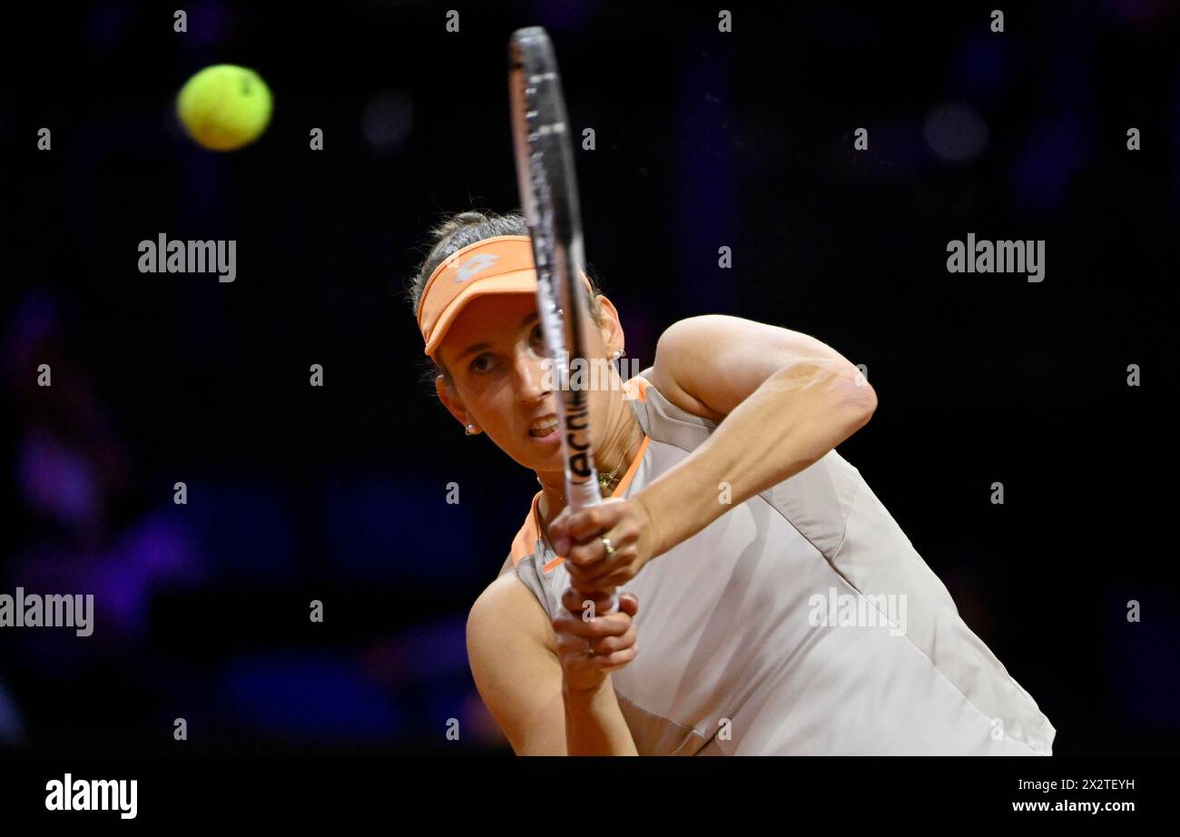 Elise Mertens (BEL) Action, Tennis, Porsche Cup 2024, Porsche Arena, Stuttgart, Baden-Württemberg, Deutschland Stockfoto