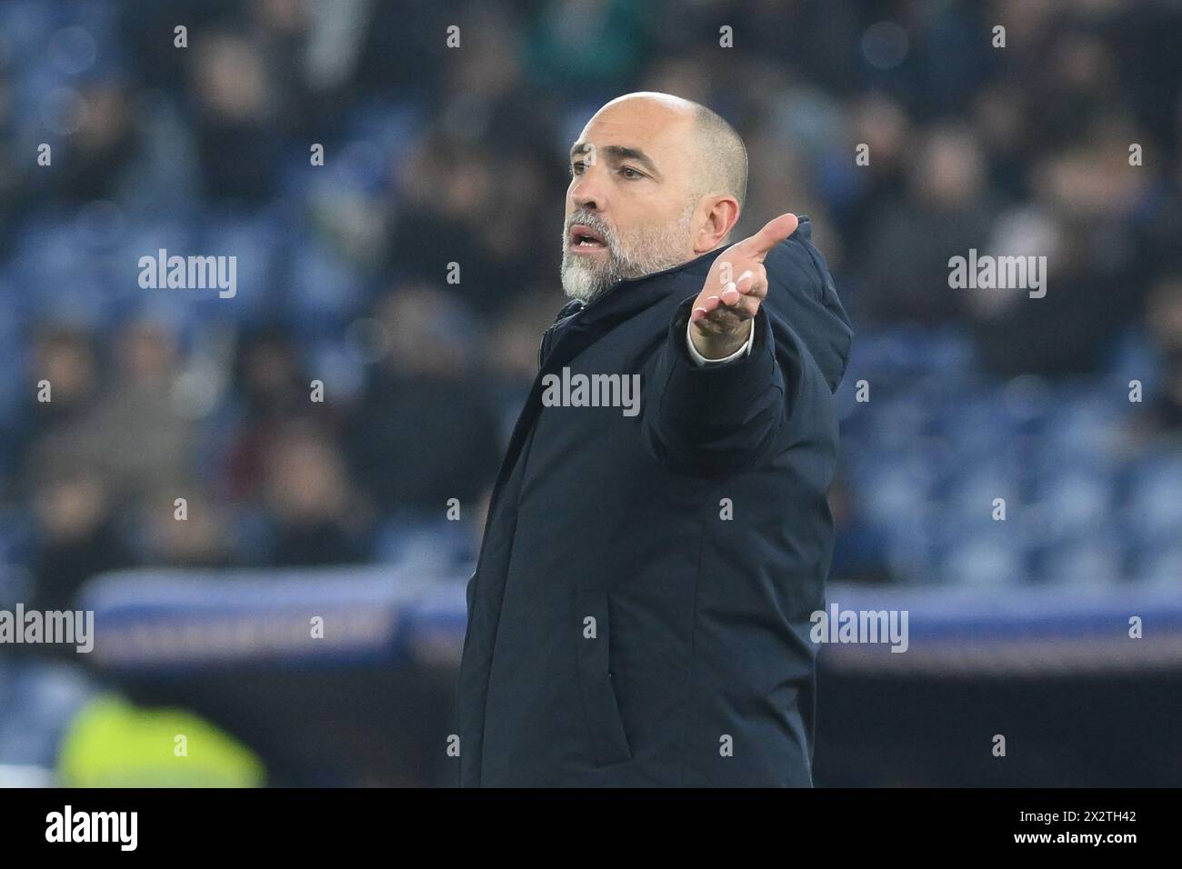 Rom, Italien, 23. April 2024 Igor Tudor Trainer der SS Lazio Gesten während des italienischen Fußballpokals zwischen SS Lazio und Juventus FC Credit:Agostino Gemito/ Alamy Live News Stockfoto