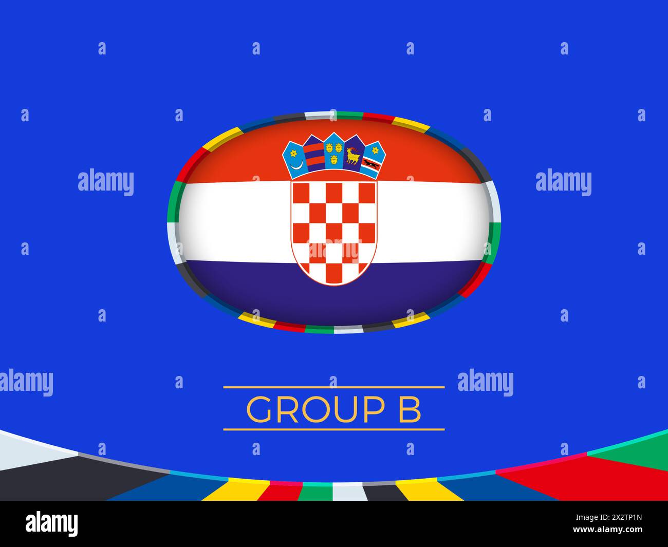 Kroatien-Flagge für das Fußballturnier 2024, Nationalmannschaftszeichen. Vektorabbildung. Stock Vektor