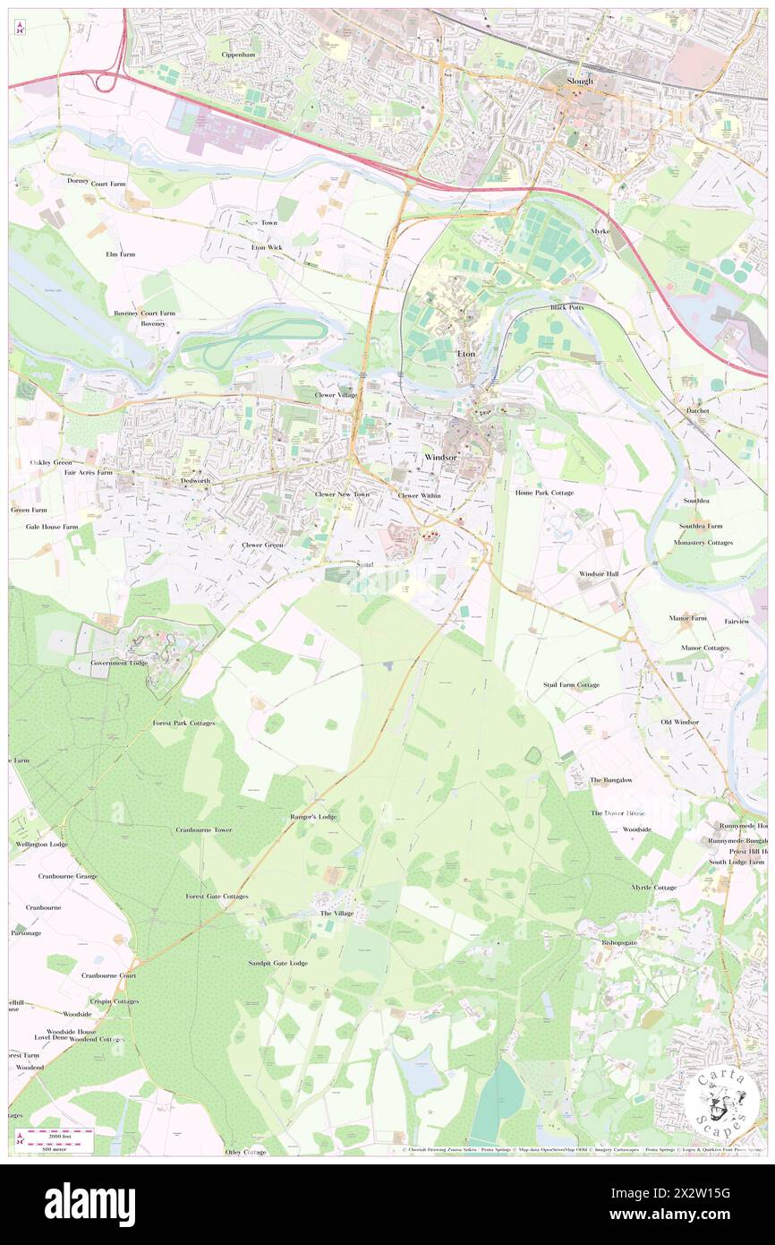 Windsor, Royal Borough of Windsor and Maidenhead, GB, Vereinigtes Königreich, England, N 51 28' 59''', S 0 36' 0'', Karte, Cartascapes Map, veröffentlicht 2024. Erkunden Sie Cartascapes, eine Karte, die die vielfältigen Landschaften, Kulturen und Ökosysteme der Erde enthüllt. Reisen Sie durch Zeit und Raum und entdecken Sie die Verflechtungen der Vergangenheit, Gegenwart und Zukunft unseres Planeten. Stockfoto