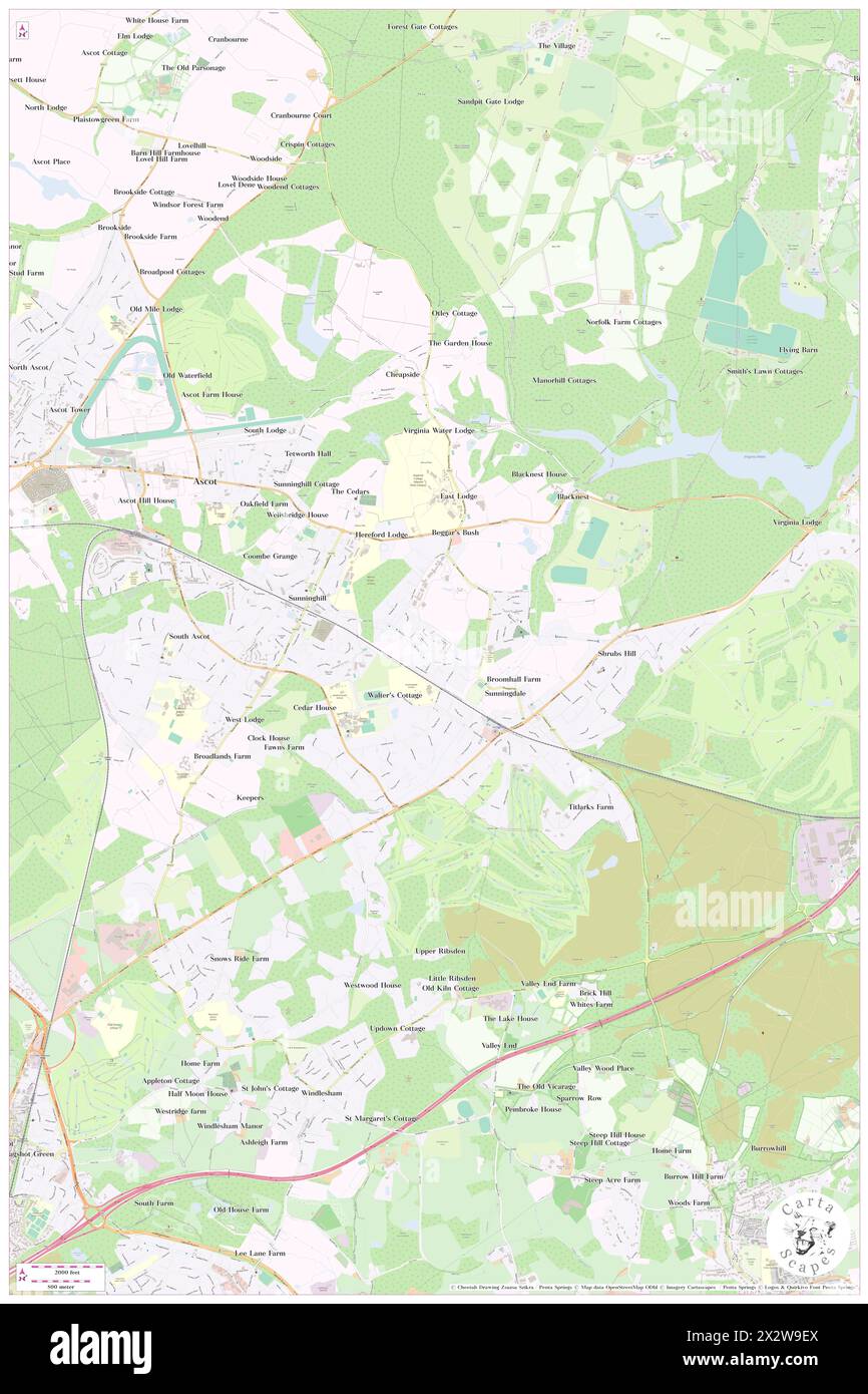 Sunningdale, Royal Borough of Windsor and Maidenhead, GB, Vereinigtes Königreich, England, N 51 23' 55'', S 0 37' 45'', Karte, Cartascapes Map, veröffentlicht 2024. Erkunden Sie Cartascapes, eine Karte, die die vielfältigen Landschaften, Kulturen und Ökosysteme der Erde enthüllt. Reisen Sie durch Zeit und Raum und entdecken Sie die Verflechtungen der Vergangenheit, Gegenwart und Zukunft unseres Planeten. Stockfoto