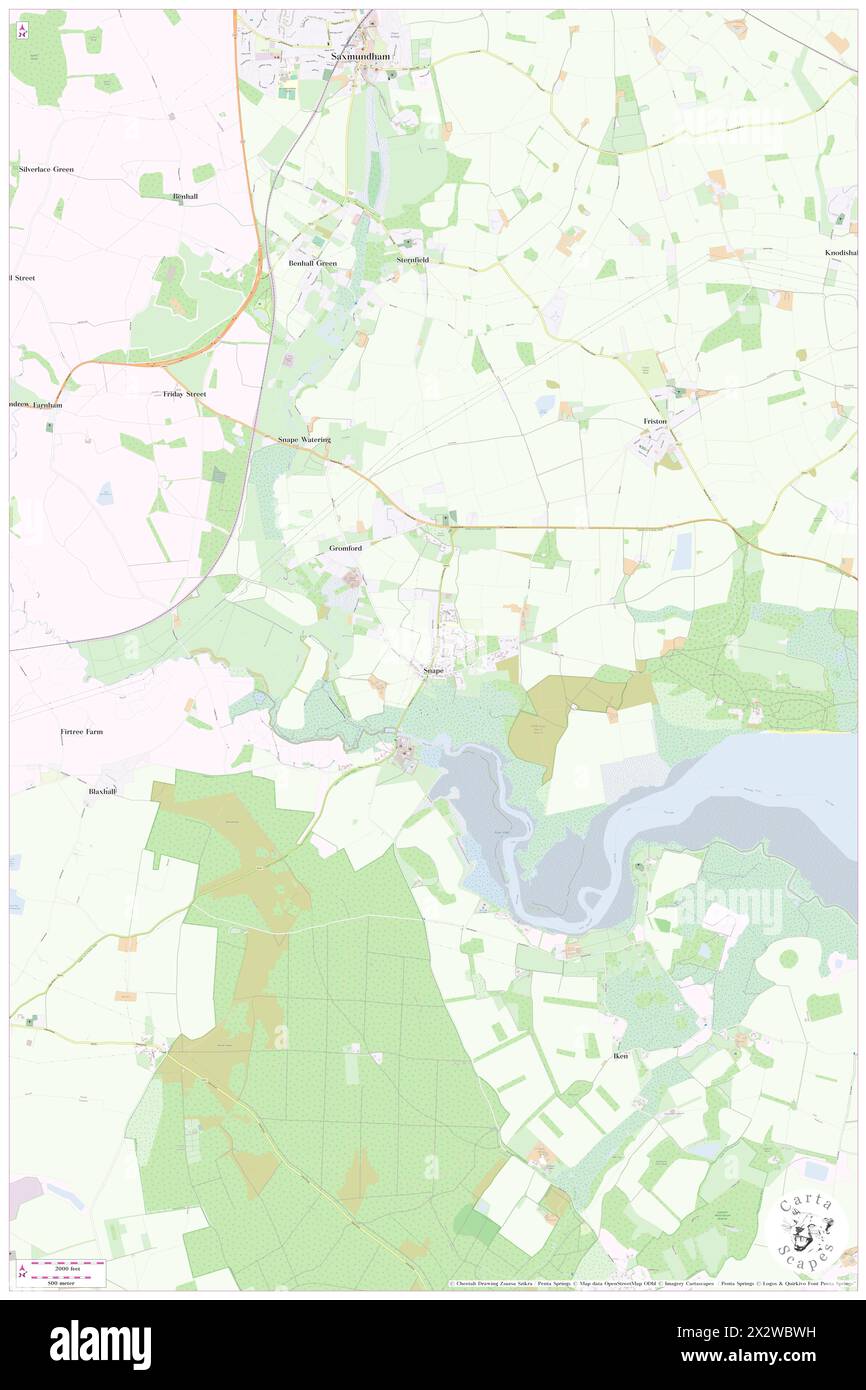 Snape, Suffolk, GB, Vereinigtes Königreich, England, n 52 10' 15''', N 1 30' 1'', Karte, Cartascapes Map, veröffentlicht 2024. Erkunden Sie Cartascapes, eine Karte, die die vielfältigen Landschaften, Kulturen und Ökosysteme der Erde enthüllt. Reisen Sie durch Zeit und Raum und entdecken Sie die Verflechtungen der Vergangenheit, Gegenwart und Zukunft unseres Planeten. Stockfoto