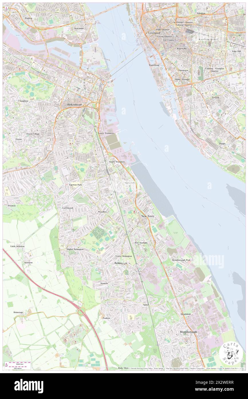 Rock Ferry, Metropolitan Borough of Wirral, GB, Vereinigtes Königreich, England, N 53 22' 9'', S 3 0' 15''', Karte, Cartascapes Map, veröffentlicht 2024. Erkunden Sie Cartascapes, eine Karte, die die vielfältigen Landschaften, Kulturen und Ökosysteme der Erde enthüllt. Reisen Sie durch Zeit und Raum und entdecken Sie die Verflechtungen der Vergangenheit, Gegenwart und Zukunft unseres Planeten. Stockfoto