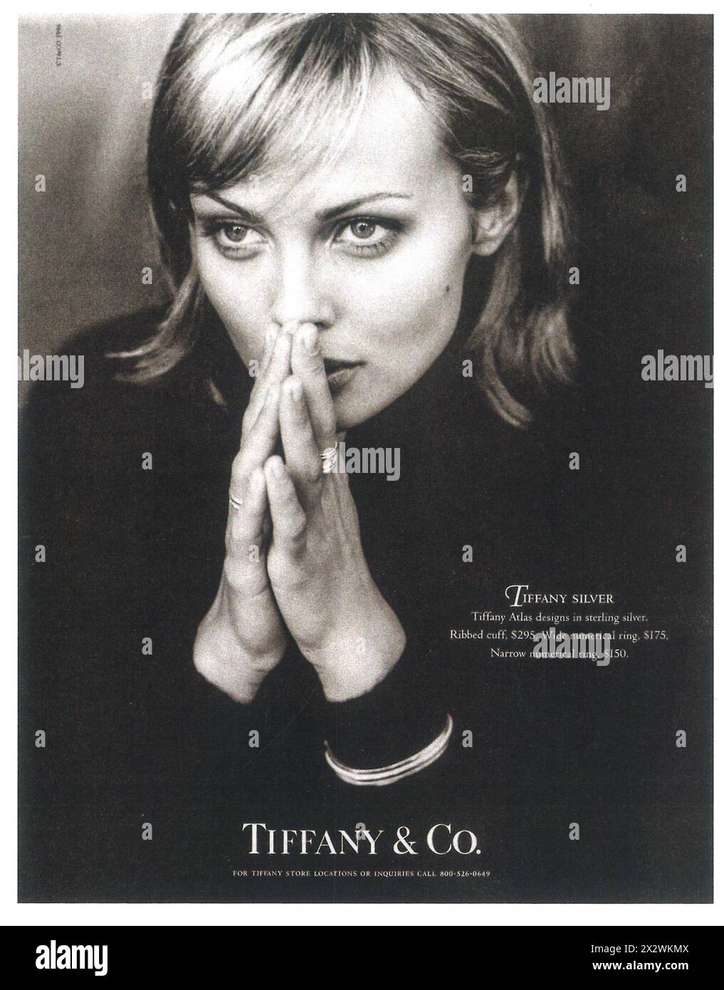 1994 Tiffany & Co Silberringe anzeigen Stockfoto