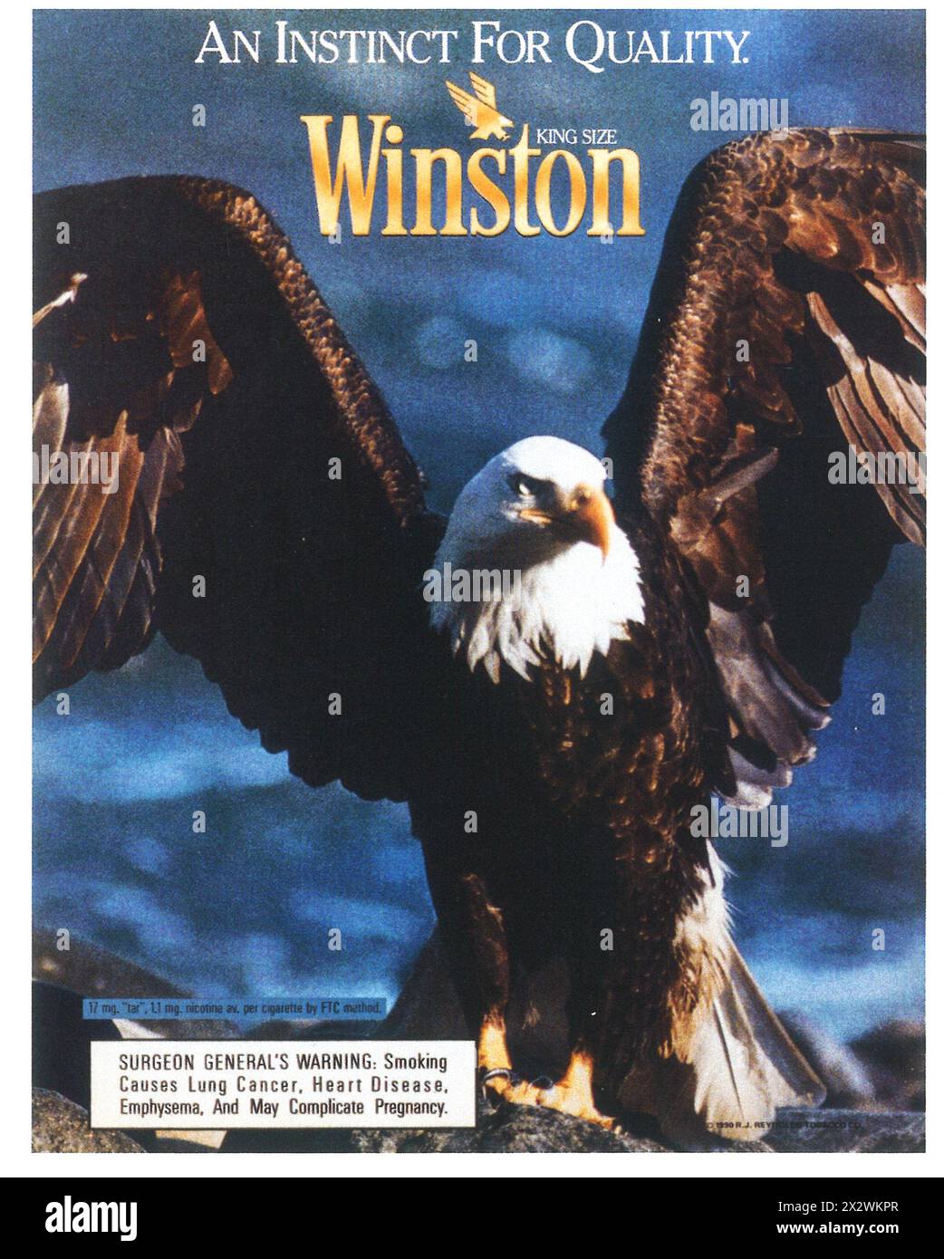 1990 Werbung für Winston-Zigaretten Stockfoto