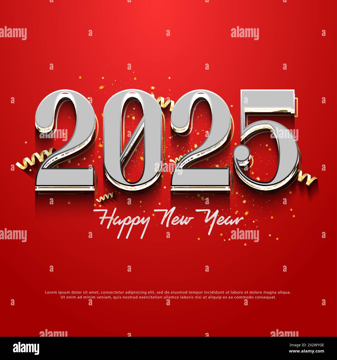 Frohes neues Jahr 2025 mit klassischer und eleganter Färbung. Stock Vektor