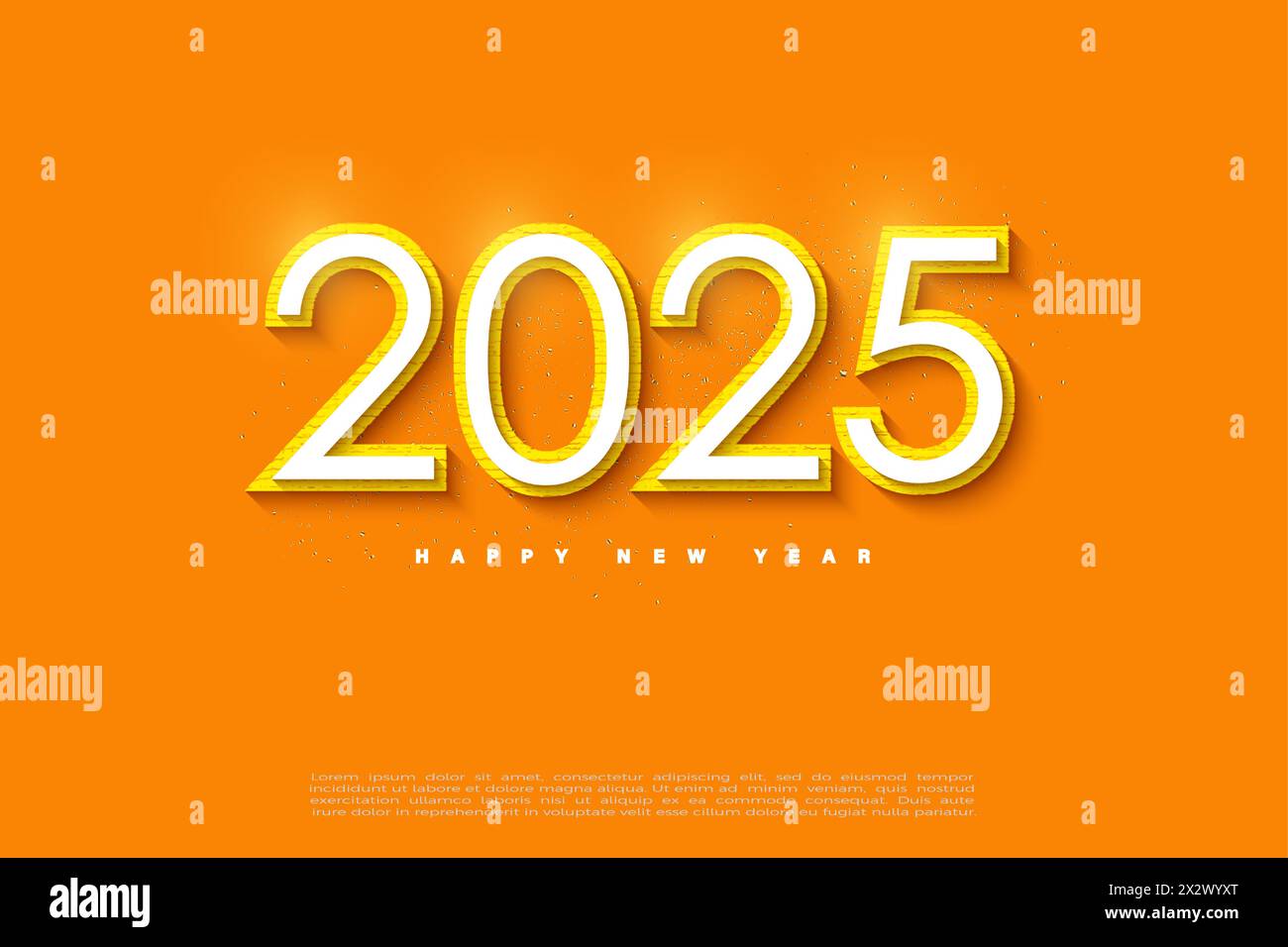 Frohes Neues Jahr 2025. Begrüßungskonzept für Neujahrsfeier 2025. Stock Vektor