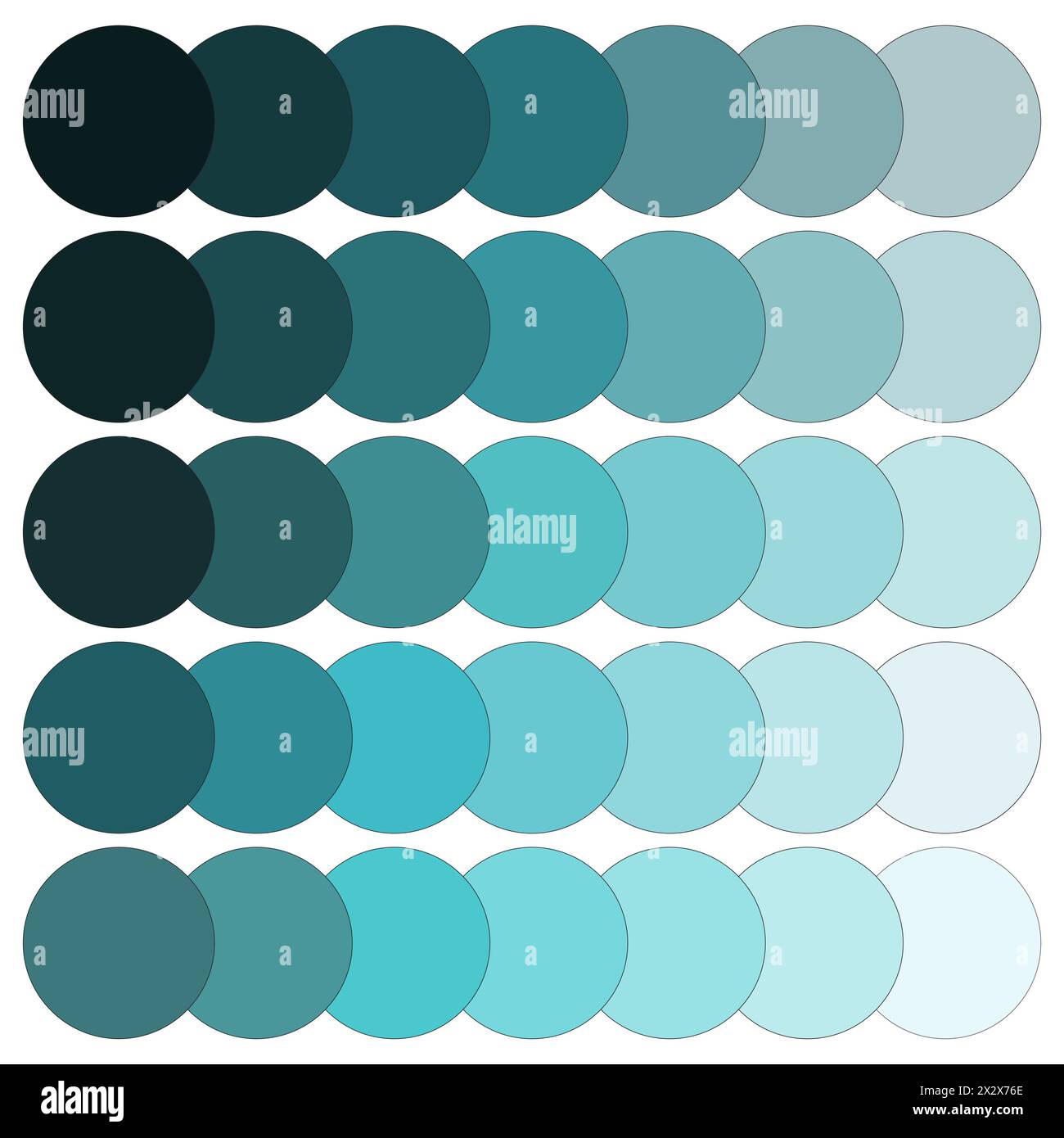 Blaue Farbverlaufskreise. Leitfaden für die Farbpalette für kühle Farben. Dekorative runde Formen. Vektorabbildung. EPS 10. Stock Vektor