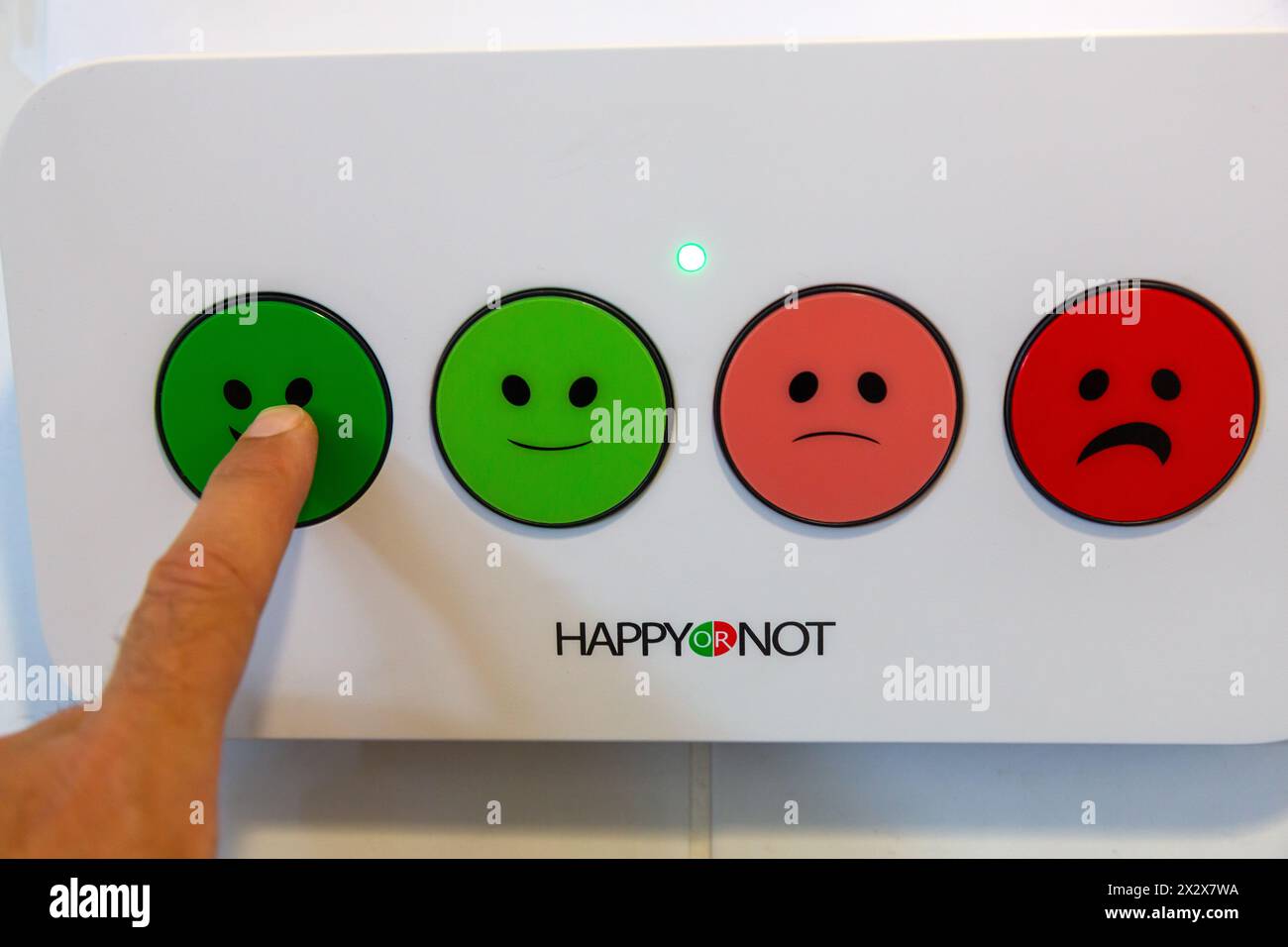 21.07.2019, Dublin, County Dublin, Irland - Emojis für die Umfrage zur Kundenzufriedenheit in öffentlichen Toiletten am Flughafen Dublin. 00A190721D003CAROEX.JP Stockfoto
