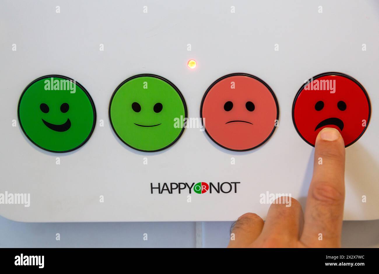 21.07.2019, Dublin, County Dublin, Irland - Emojis für die Umfrage zur Kundenzufriedenheit in öffentlichen Toiletten am Flughafen Dublin. 00A190721D007CAROEX.JP Stockfoto