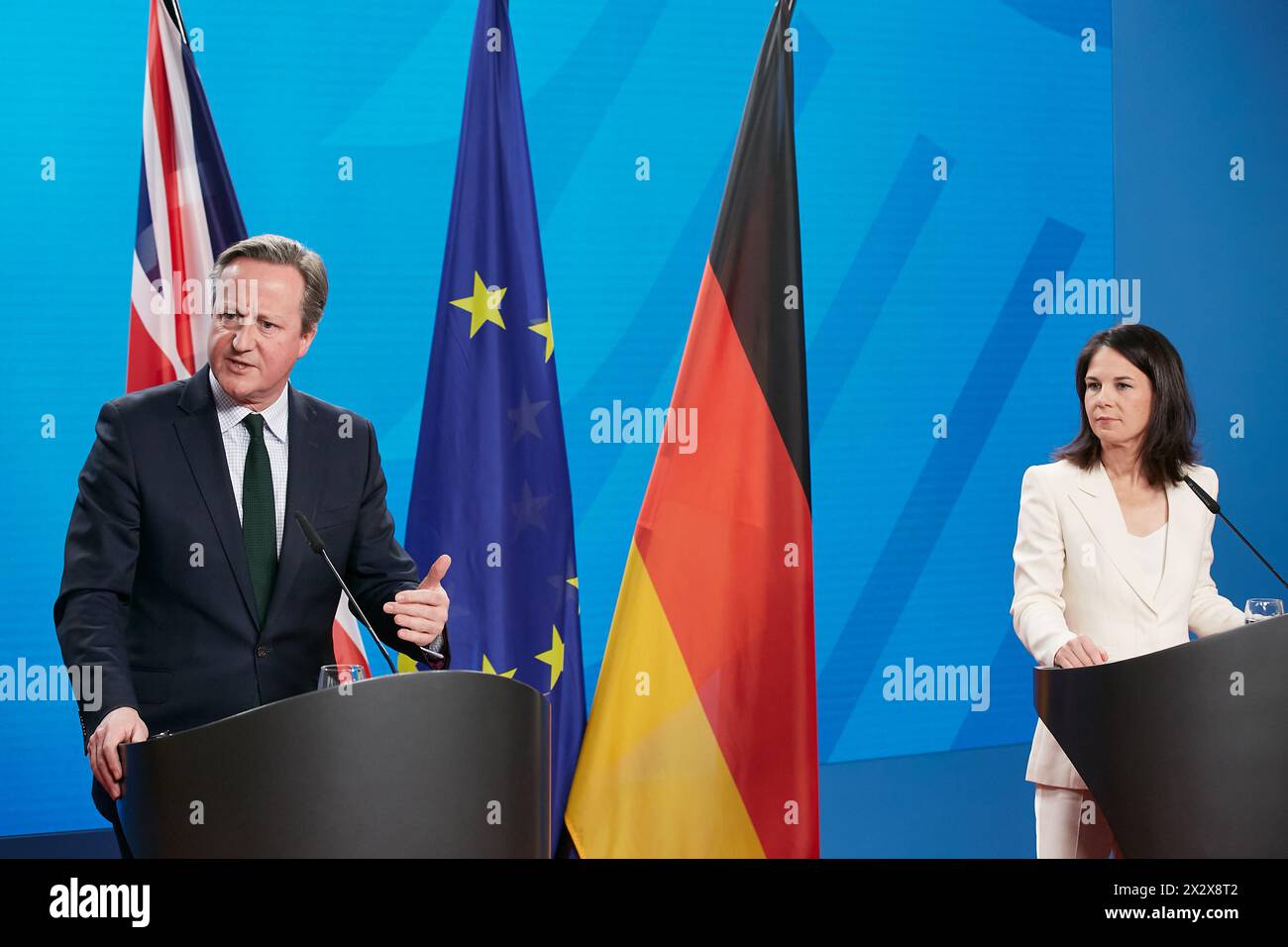 07.03.2024, Berlin, Deutschland - der Außenminister des Vereinigten Königreichs, Lord David Cameron, und die Bundesaußenministerin Annalena Baerb Stockfoto