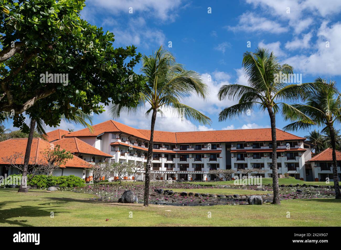 18.07.2023, Nusa Dua, Bali, Indonesien - Außenansicht des Grand Hyatt Bali Hotelkomplexes am Strand von Nusa Dua an der Südspitze der Insel Stockfoto
