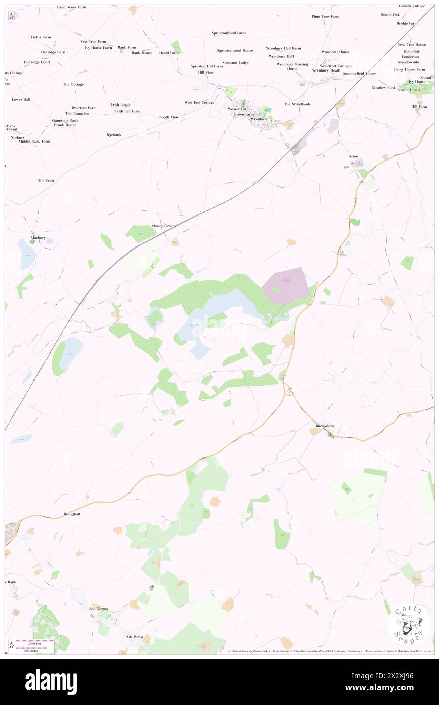 Combermere Abbey, Cheshire East, GB, Vereinigtes Königreich, England, n 52 59' 38'', S 2 36' 46'', Karte, Cartascapes Map, veröffentlicht 2024. Erkunden Sie Cartascapes, eine Karte, die die vielfältigen Landschaften, Kulturen und Ökosysteme der Erde enthüllt. Reisen Sie durch Zeit und Raum und entdecken Sie die Verflechtungen der Vergangenheit, Gegenwart und Zukunft unseres Planeten. Stockfoto