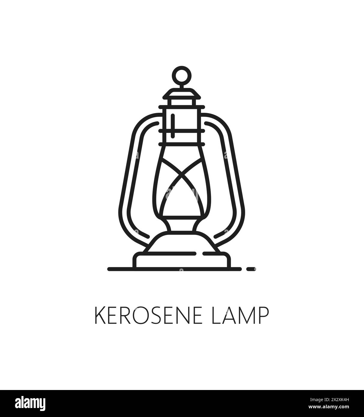 Helle und Vintage-Kerosin-Lampen mit dünner Linie. Miner Vintage Light Equipment, Retro Kerosin Laterne, Camping alte Gas- oder Öllampe lineares Vektorsymbol oder Umrisspiktogramm Stock Vektor