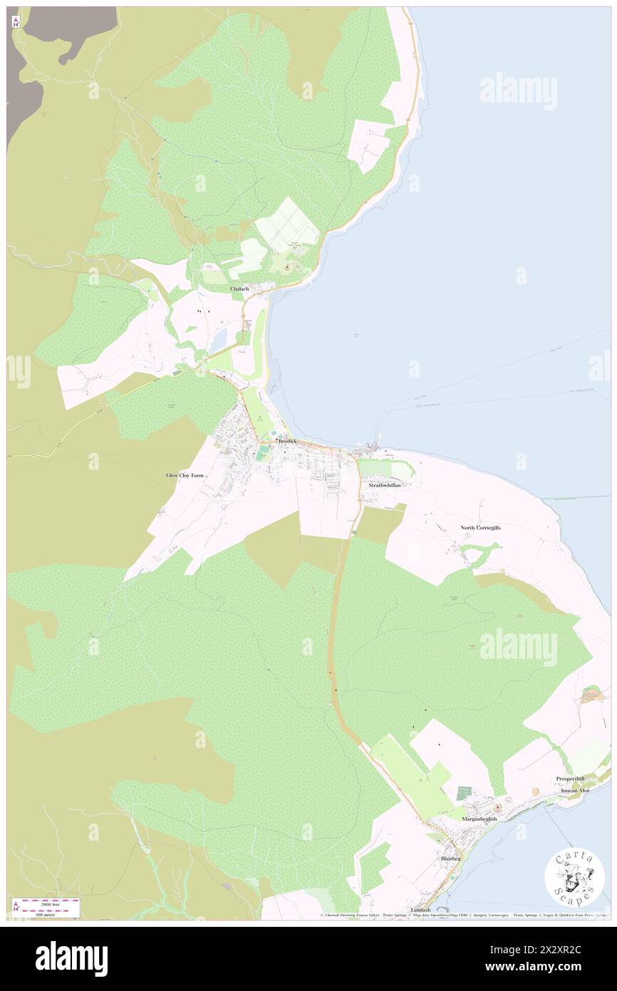 Brodick, North Ayrshire, GB, Vereinigtes Königreich, Schottland, n 55 34' 31'', S 5 8' 49'', Karte, Cartascapes Map, veröffentlicht 2024. Erkunden Sie Cartascapes, eine Karte, die die vielfältigen Landschaften, Kulturen und Ökosysteme der Erde enthüllt. Reisen Sie durch Zeit und Raum und entdecken Sie die Verflechtungen der Vergangenheit, Gegenwart und Zukunft unseres Planeten. Stockfoto