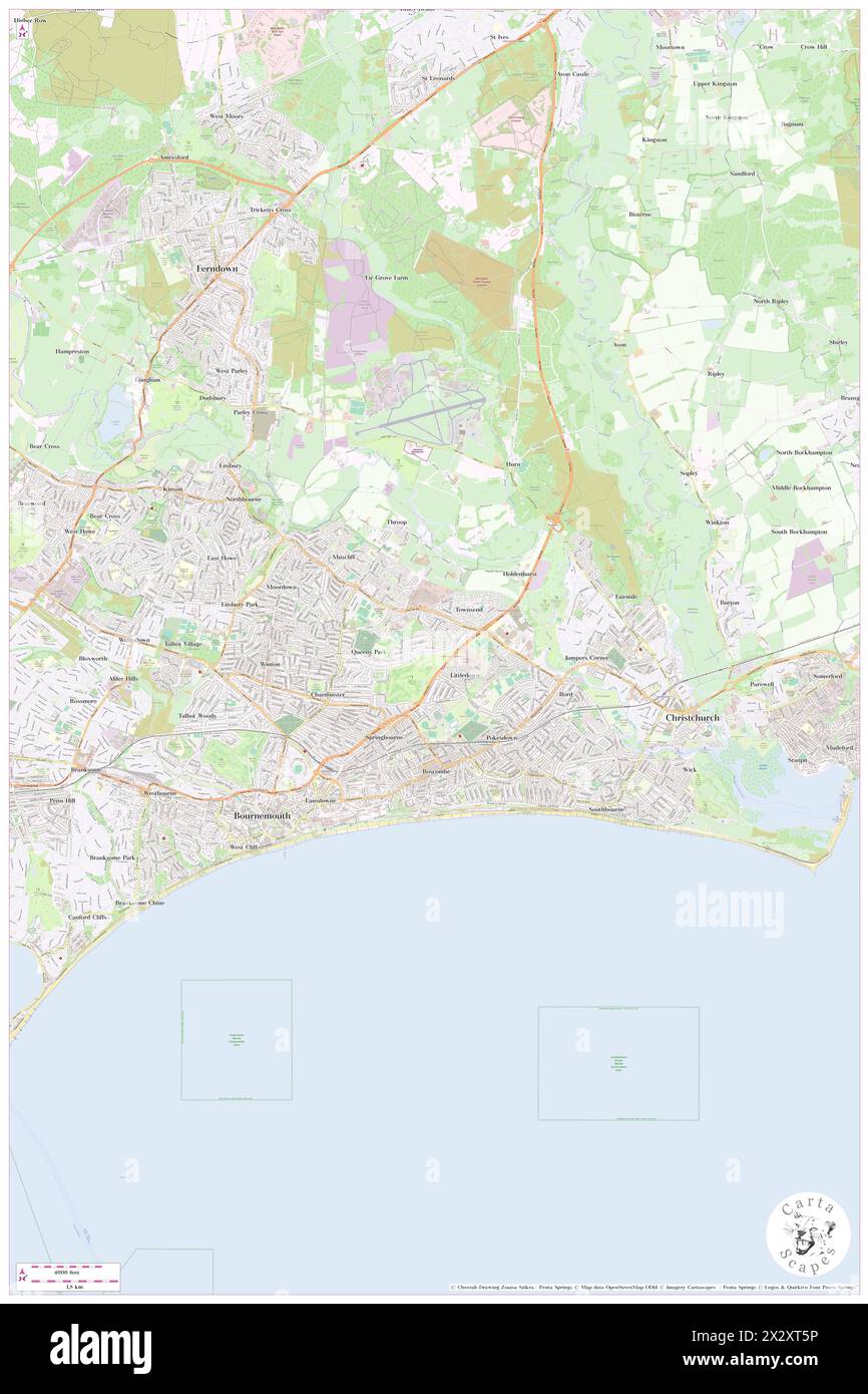 Bournemouth, Bournemouth, Christchurch and Poole Council, GB, Vereinigtes Königreich, England, N 50 43' 13'', S 1 52' 46'', Karte, Cartascapes Map, veröffentlicht 2024. Erkunden Sie Cartascapes, eine Karte, die die vielfältigen Landschaften, Kulturen und Ökosysteme der Erde enthüllt. Reisen Sie durch Zeit und Raum und entdecken Sie die Verflechtungen der Vergangenheit, Gegenwart und Zukunft unseres Planeten. Stockfoto