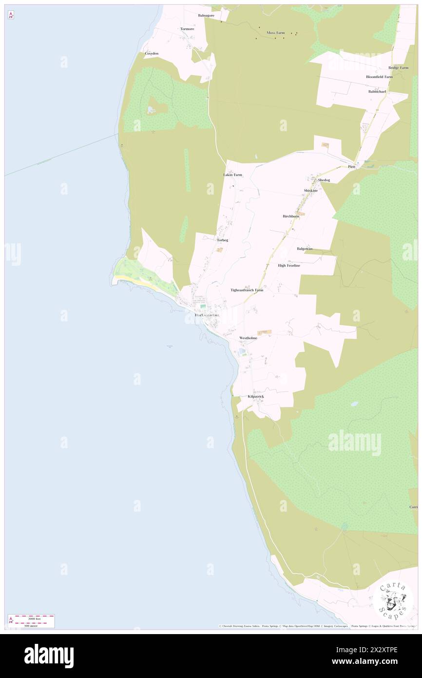 Blackwaterfoot, North Ayrshire, GB, Vereinigtes Königreich, Schottland, n 55 30' 5'', S 5 19' 53'', Karte, Cartascapes Map, veröffentlicht 2024. Erkunden Sie Cartascapes, eine Karte, die die vielfältigen Landschaften, Kulturen und Ökosysteme der Erde enthüllt. Reisen Sie durch Zeit und Raum und entdecken Sie die Verflechtungen der Vergangenheit, Gegenwart und Zukunft unseres Planeten. Stockfoto