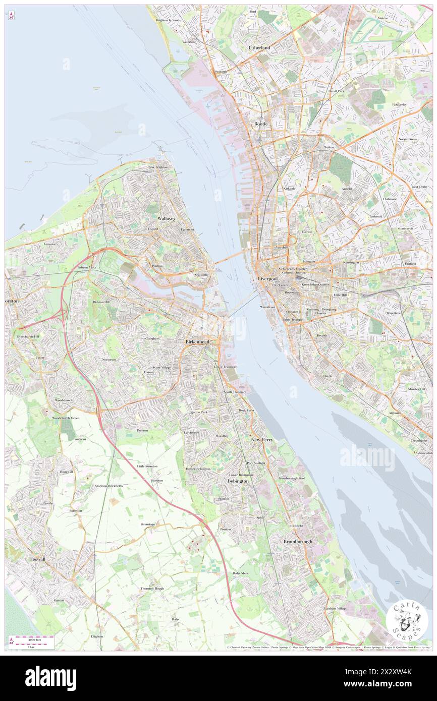 Birkenhead, Metropolitan Borough of Wirral, GB, Vereinigtes Königreich, England, N 53 23' 36'', S 3 0' 53'', Karte, Cartascapes Map, veröffentlicht 2024. Erkunden Sie Cartascapes, eine Karte, die die vielfältigen Landschaften, Kulturen und Ökosysteme der Erde enthüllt. Reisen Sie durch Zeit und Raum und entdecken Sie die Verflechtungen der Vergangenheit, Gegenwart und Zukunft unseres Planeten. Stockfoto