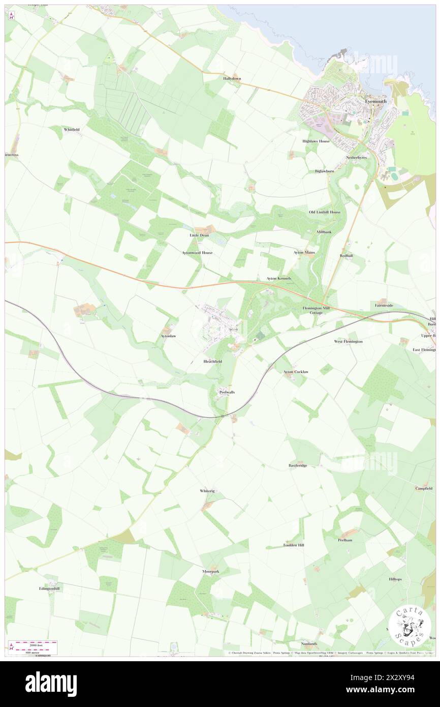 Ayton, The Scottish Borders, GB, Vereinigtes Königreich, Schottland, n 55 50' 31'', S 2 7' 32'', Karte, Cartascapes Map, veröffentlicht 2024. Erkunden Sie Cartascapes, eine Karte, die die vielfältigen Landschaften, Kulturen und Ökosysteme der Erde enthüllt. Reisen Sie durch Zeit und Raum und entdecken Sie die Verflechtungen der Vergangenheit, Gegenwart und Zukunft unseres Planeten. Stockfoto