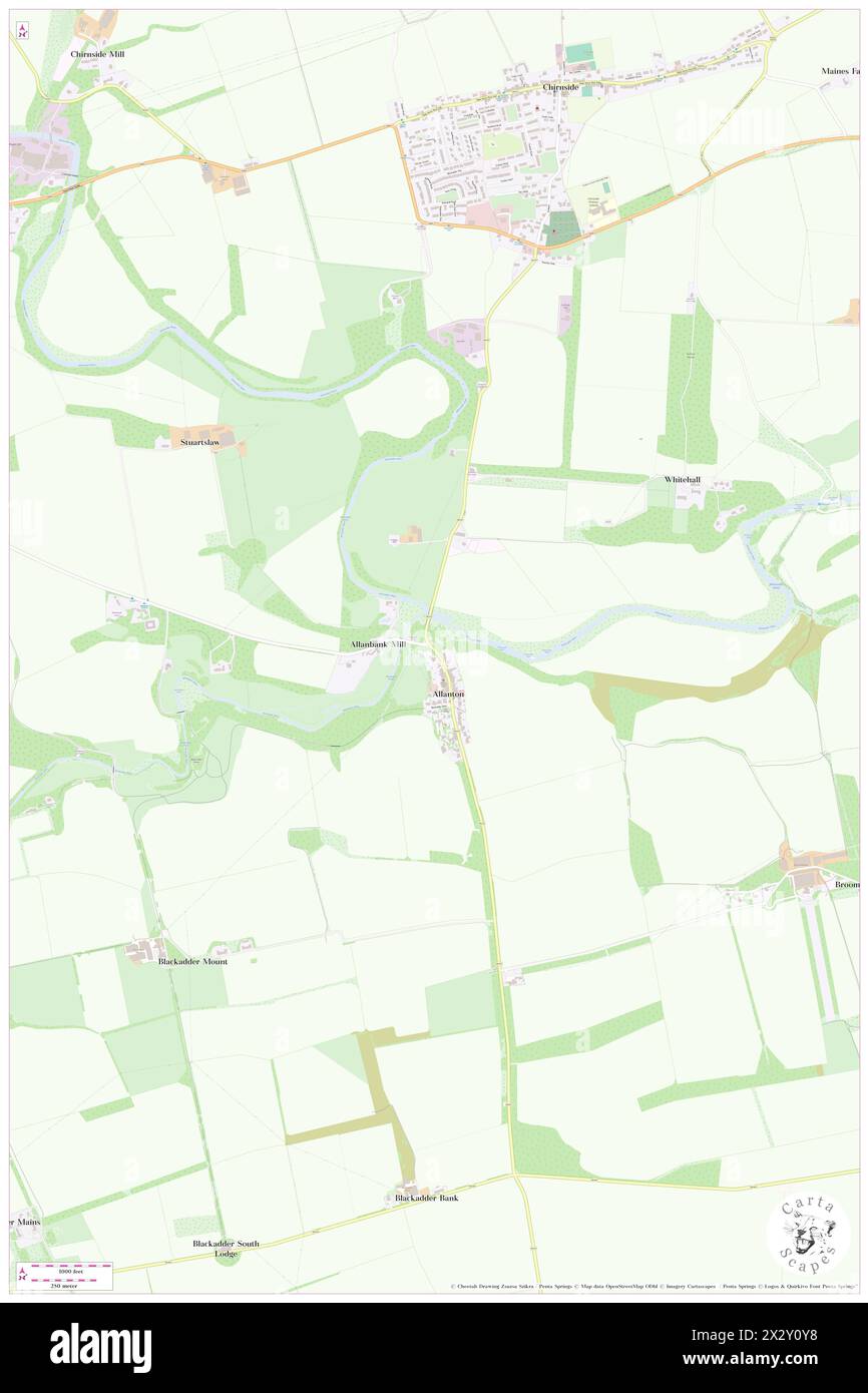 Allanton, The Scottish Borders, GB, Vereinigtes Königreich, Schottland, n 55 46' 59'', S 2 13' 0'', Karte, Cartascapes Map, veröffentlicht 2024. Erkunden Sie Cartascapes, eine Karte, die die vielfältigen Landschaften, Kulturen und Ökosysteme der Erde enthüllt. Reisen Sie durch Zeit und Raum und entdecken Sie die Verflechtungen der Vergangenheit, Gegenwart und Zukunft unseres Planeten. Stockfoto