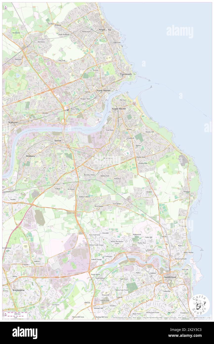 South Tyneside, South Tyneside, GB, Vereinigtes Königreich, England, n 54 57' 0'', S 1 25' 0'', Karte, Cartascapes Map, veröffentlicht 2024. Erkunden Sie Cartascapes, eine Karte, die die vielfältigen Landschaften, Kulturen und Ökosysteme der Erde enthüllt. Reisen Sie durch Zeit und Raum und entdecken Sie die Verflechtungen der Vergangenheit, Gegenwart und Zukunft unseres Planeten. Stockfoto