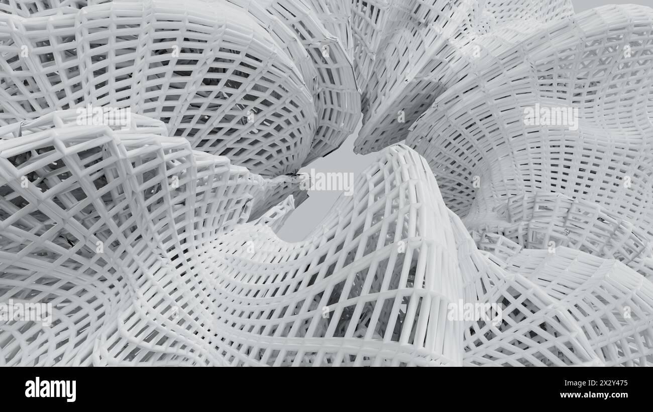 3D-Rendering, abstrakter Hintergrund für geometrische Muster der weißen Substanz Stockfoto
