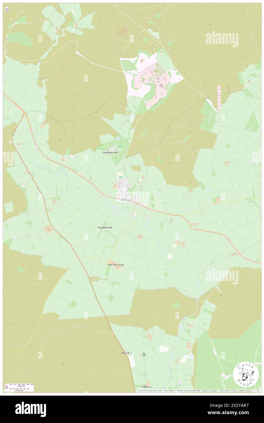 Otterburn Tower, Northumberland, GB, Vereinigtes Königreich, England, n 55 13' 56'', S 2 10' 42'', Karte, Cartascapes Map, veröffentlicht 2024. Erkunden Sie Cartascapes, eine Karte, die die vielfältigen Landschaften, Kulturen und Ökosysteme der Erde enthüllt. Reisen Sie durch Zeit und Raum und entdecken Sie die Verflechtungen der Vergangenheit, Gegenwart und Zukunft unseres Planeten. Stockfoto