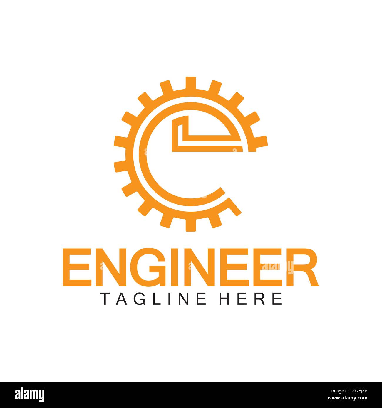 Design des Engineer Logos, Logo des Letter E Gear, Logo des Engineers mit Buchstabe E und Gear-Elementen Stock Vektor