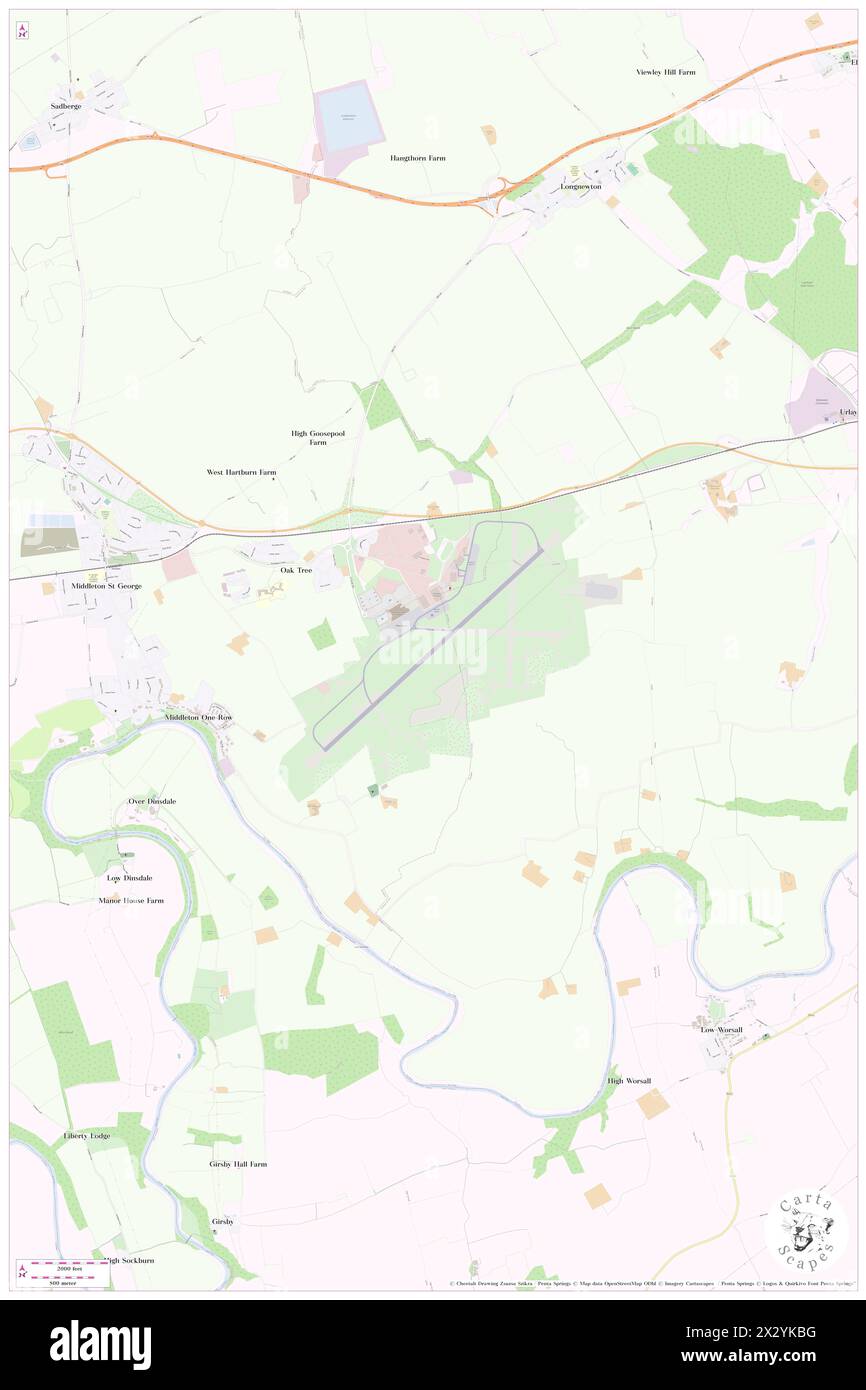 Durham Tees Valley Airport, Darlington, GB, Vereinigtes Königreich, England, n 54 30' 33'', S 1 25' 45'', Karte, Cartascapes Map, veröffentlicht 2024. Erkunden Sie Cartascapes, eine Karte, die die vielfältigen Landschaften, Kulturen und Ökosysteme der Erde enthüllt. Reisen Sie durch Zeit und Raum und entdecken Sie die Verflechtungen der Vergangenheit, Gegenwart und Zukunft unseres Planeten. Stockfoto