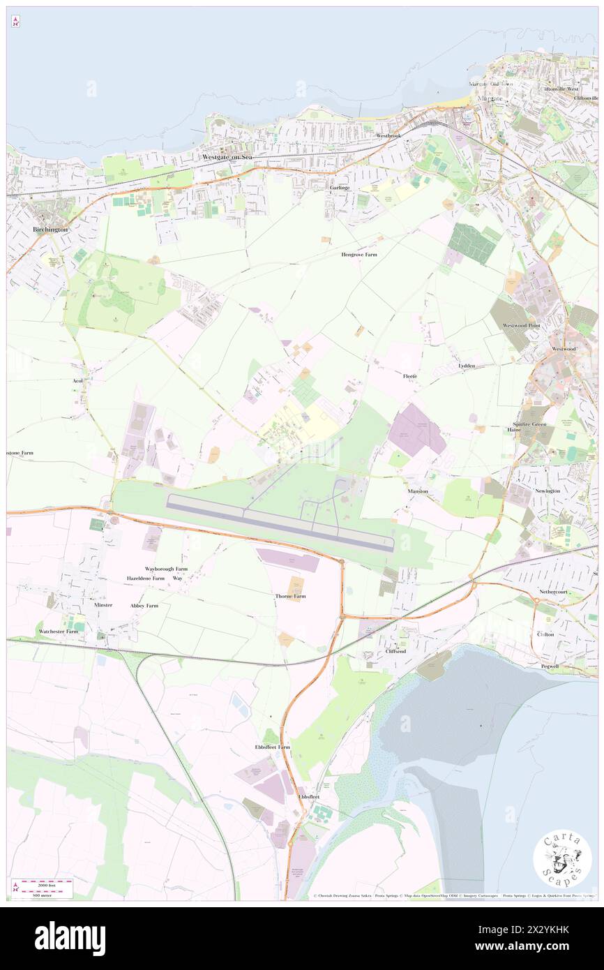 Manston, Kent, GB, Vereinigtes Königreich, England, n 51 21' 0''', N 1 21' 0'', Karte, Cartascapes Map, veröffentlicht 2024. Erkunden Sie Cartascapes, eine Karte, die die vielfältigen Landschaften, Kulturen und Ökosysteme der Erde enthüllt. Reisen Sie durch Zeit und Raum und entdecken Sie die Verflechtungen der Vergangenheit, Gegenwart und Zukunft unseres Planeten. Stockfoto