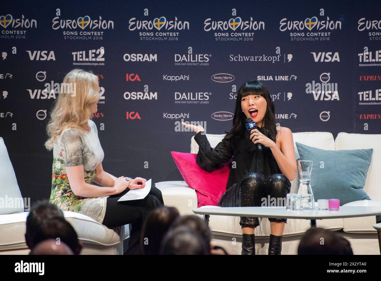 Eurovision Song Contest 2016, Stockholm, Schweden Stockholm, Schweden. 4. Mai 2016. Sänger Dami im aus Australien bei einer Pressekonferenz zum Eurovision Song Contest 2016. Stockholm Globe Arena Schweden *** Eurovision Song Contest 2016, Stockholm, Schweden Stockholm, Schweden 4 Mai 2016 Sänger Dami im aus Australien bei einer Pressekonferenz zum Eurovision Song Contest 2016 Stockholm Globe Arena Schweden Stockfoto