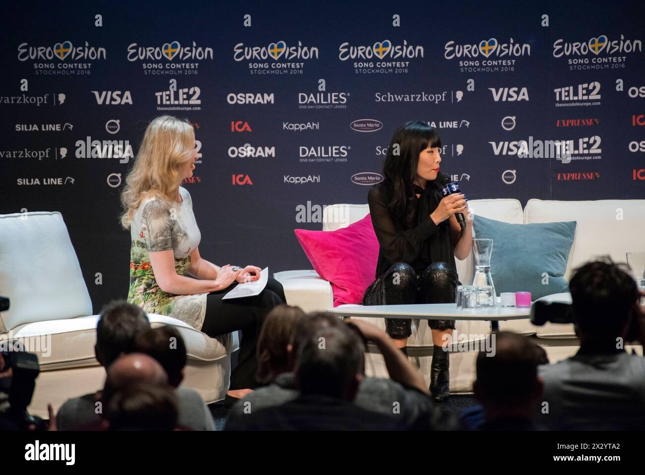 Eurovision Song Contest 2016, Stockholm, Schweden Stockholm, Schweden. 4. Mai 2016. Sänger Dami im aus Australien bei einer Pressekonferenz zum Eurovision Song Contest 2016. Stockholm Globe Arena Schweden *** Eurovision Song Contest 2016, Stockholm, Schweden Stockholm, Schweden 4 Mai 2016 Sänger Dami im aus Australien bei einer Pressekonferenz zum Eurovision Song Contest 2016 Stockholm Globe Arena Schweden Stockfoto
