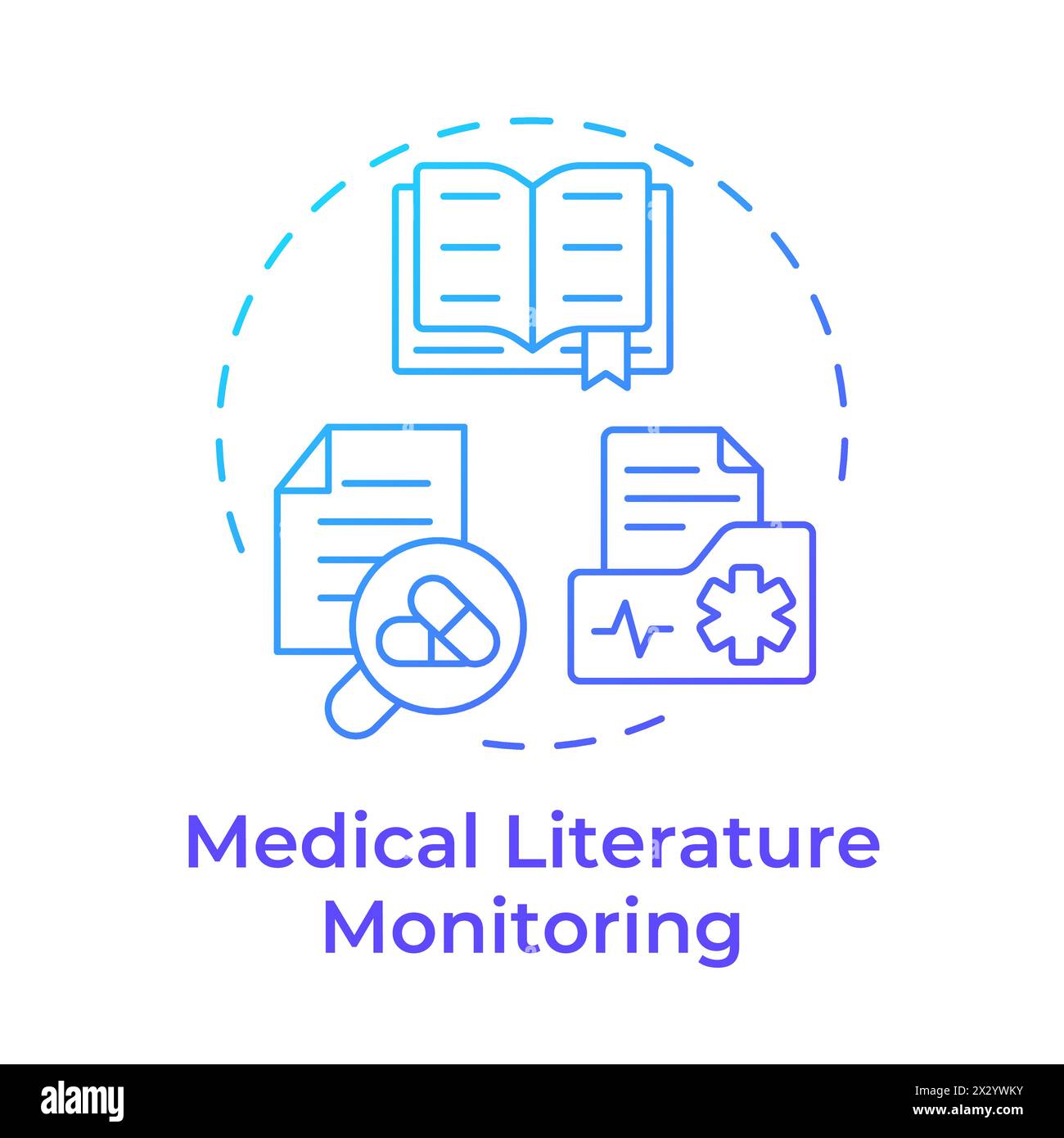 Symbol für die Überwachung des blauen Gradientenkonzepts in der medizinischen Literatur Stock Vektor