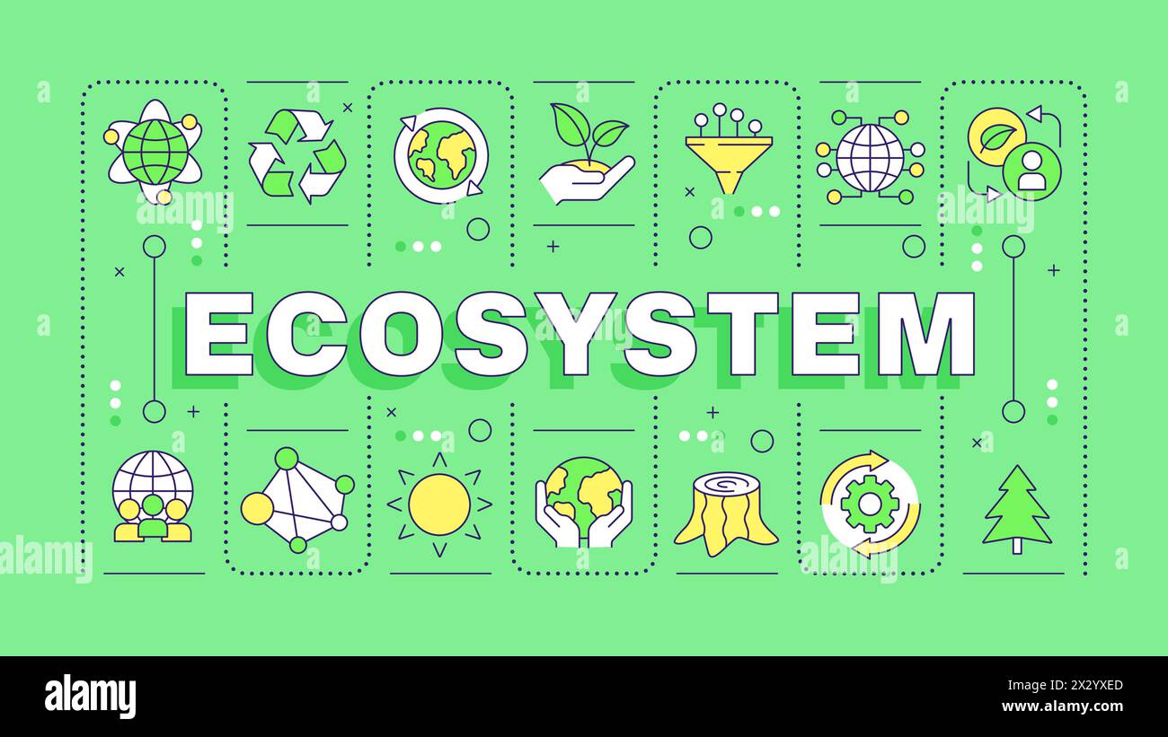 Ökosystem-Konzept mit grünem Wort Stock Vektor