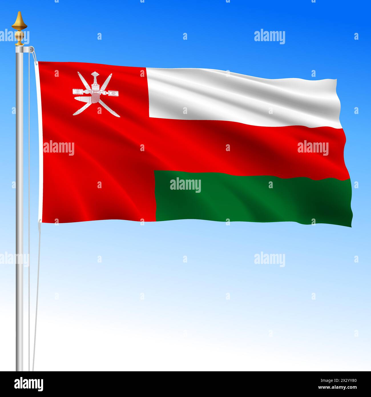 Oman, offizielle Nationalflagge, Mittlerer Osten, asiatisches Land, Vektor-Illustration Stock Vektor