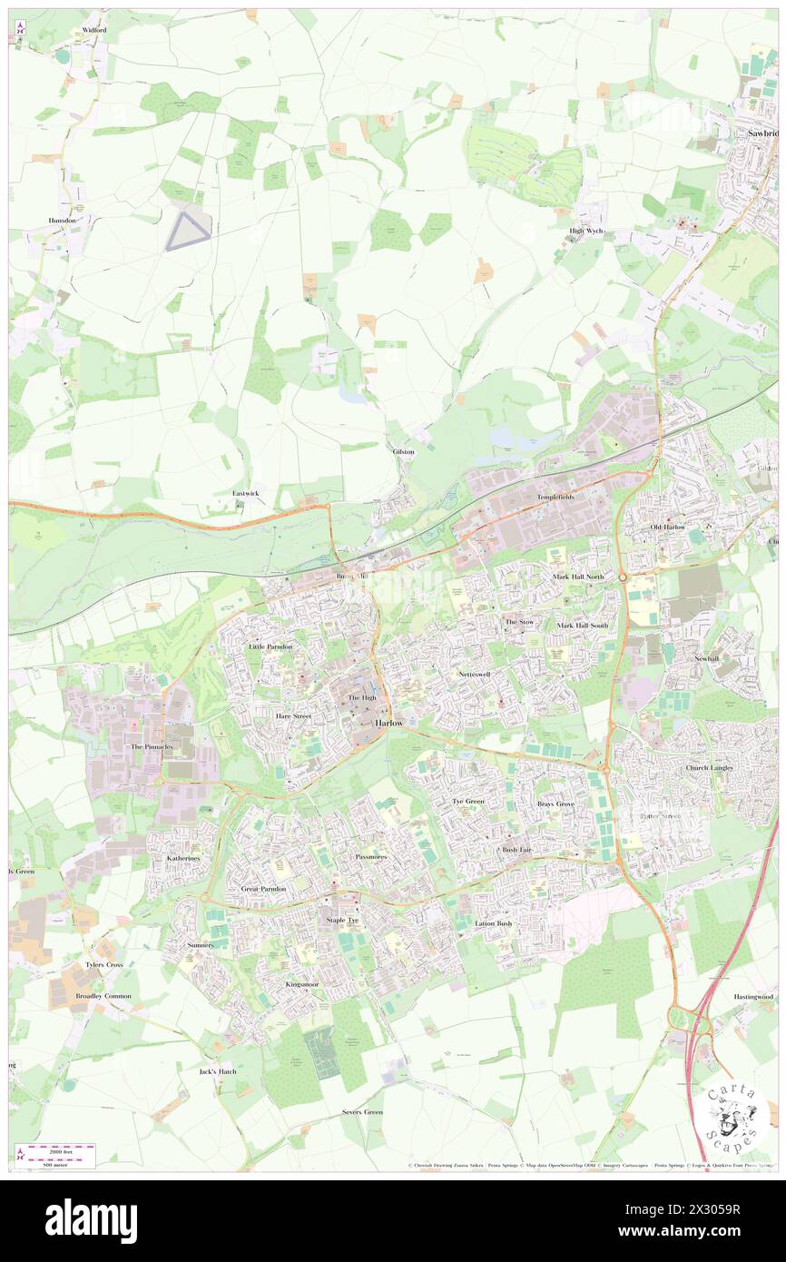 Harlow Town Park, GB, Vereinigtes Königreich, England, n 51 46' 42'', N 0 5' 52'', Karte, Cartascapes Map, veröffentlicht 2024. Erkunden Sie Cartascapes, eine Karte, die die vielfältigen Landschaften, Kulturen und Ökosysteme der Erde enthüllt. Reisen Sie durch Zeit und Raum und entdecken Sie die Verflechtungen der Vergangenheit, Gegenwart und Zukunft unseres Planeten. Stockfoto