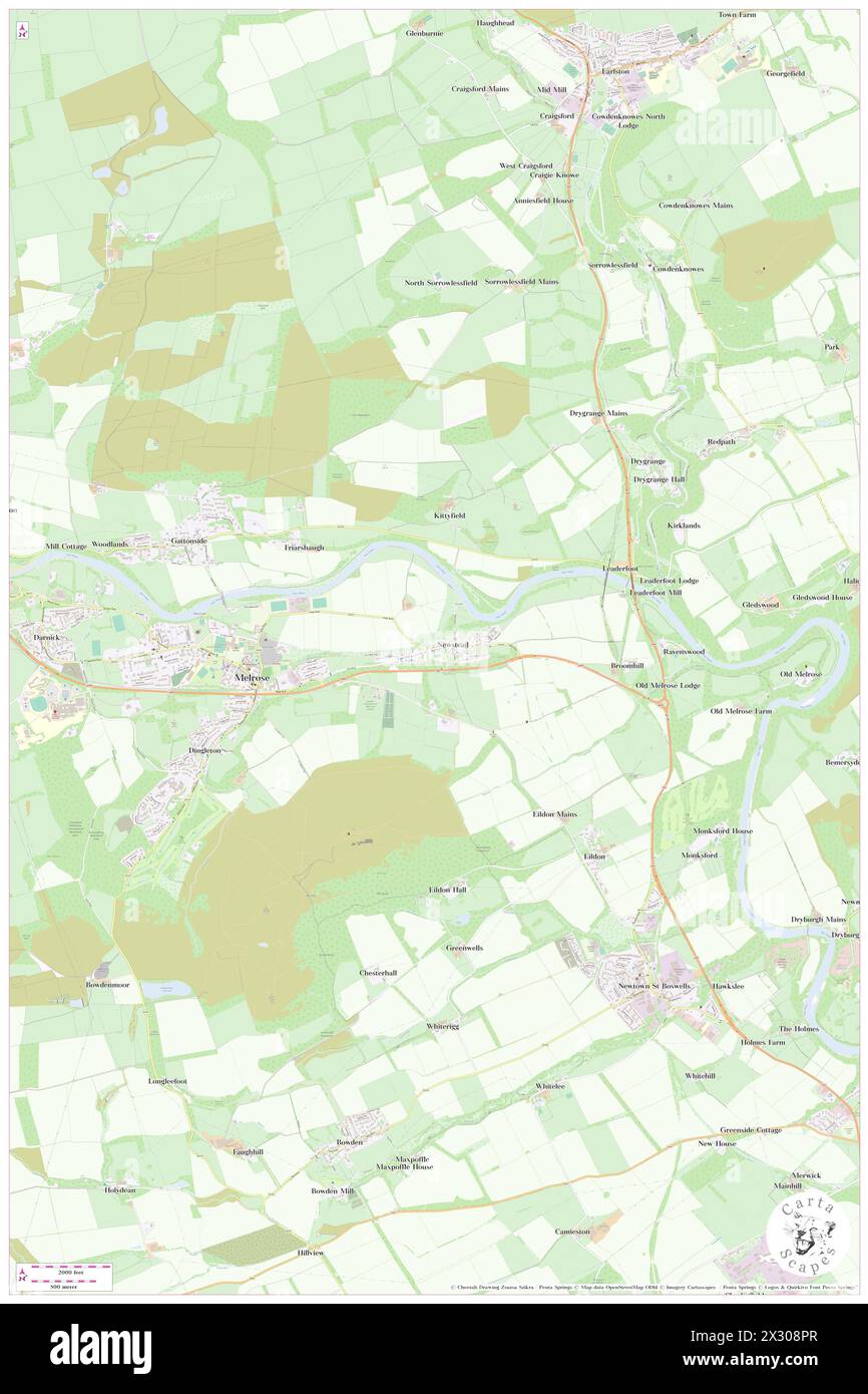 Newstead, The Scottish Borders, GB, Vereinigtes Königreich, Schottland, n 55 35' 57'', S 2 41' 54'', Karte, Cartascapes Map, veröffentlicht 2024. Erkunden Sie Cartascapes, eine Karte, die die vielfältigen Landschaften, Kulturen und Ökosysteme der Erde enthüllt. Reisen Sie durch Zeit und Raum und entdecken Sie die Verflechtungen der Vergangenheit, Gegenwart und Zukunft unseres Planeten. Stockfoto