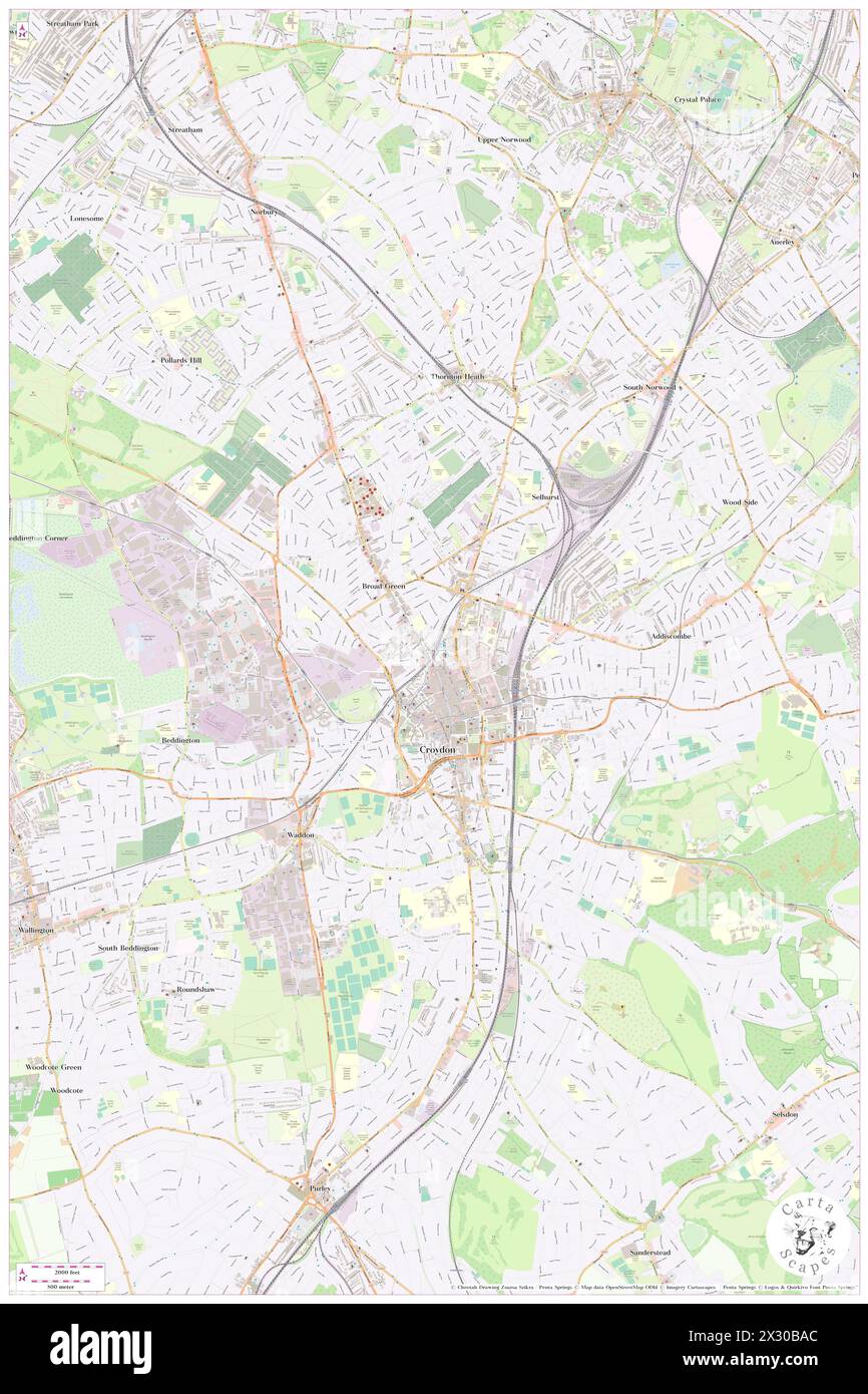 Bahnhof West Croydon, Greater London, GB, Vereinigtes Königreich, England, n 51 22' 42'', S 0 6' 8'', Karte, Cartascapes Map, veröffentlicht 2024. Erkunden Sie Cartascapes, eine Karte, die die vielfältigen Landschaften, Kulturen und Ökosysteme der Erde enthüllt. Reisen Sie durch Zeit und Raum und entdecken Sie die Verflechtungen der Vergangenheit, Gegenwart und Zukunft unseres Planeten. Stockfoto